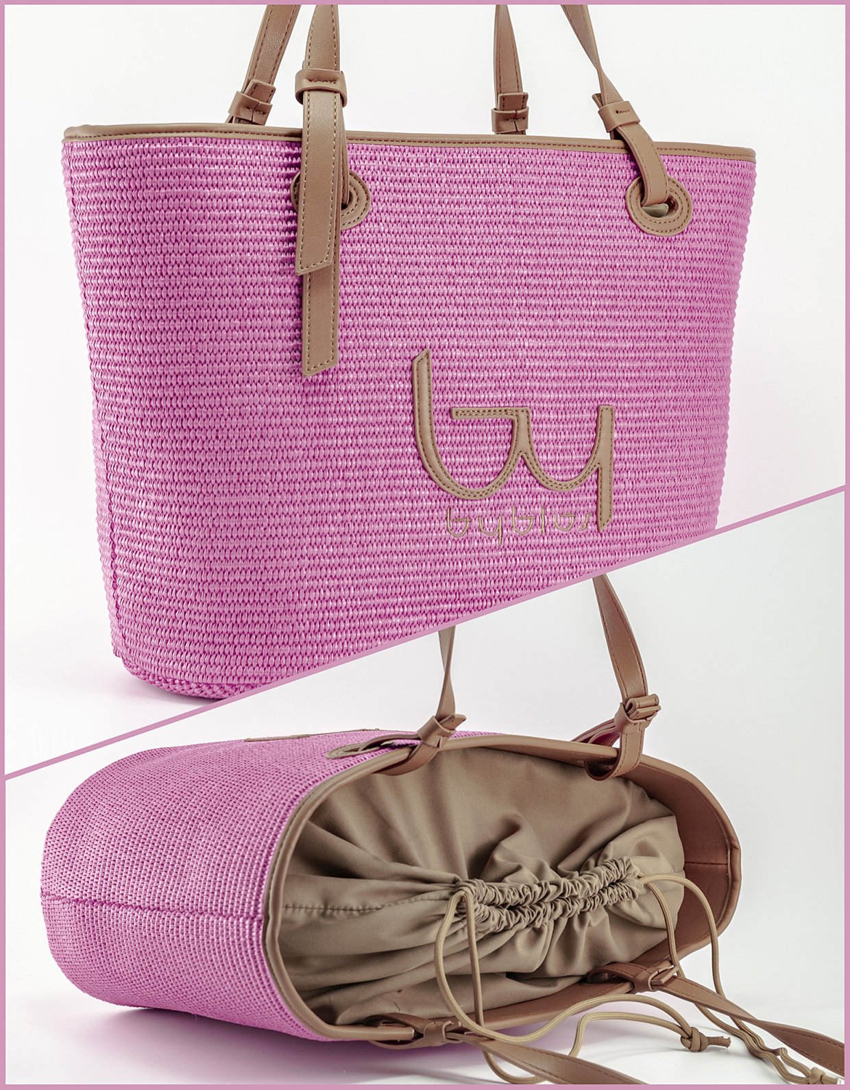 By Byblos Cretastraw bag fucsia/camel