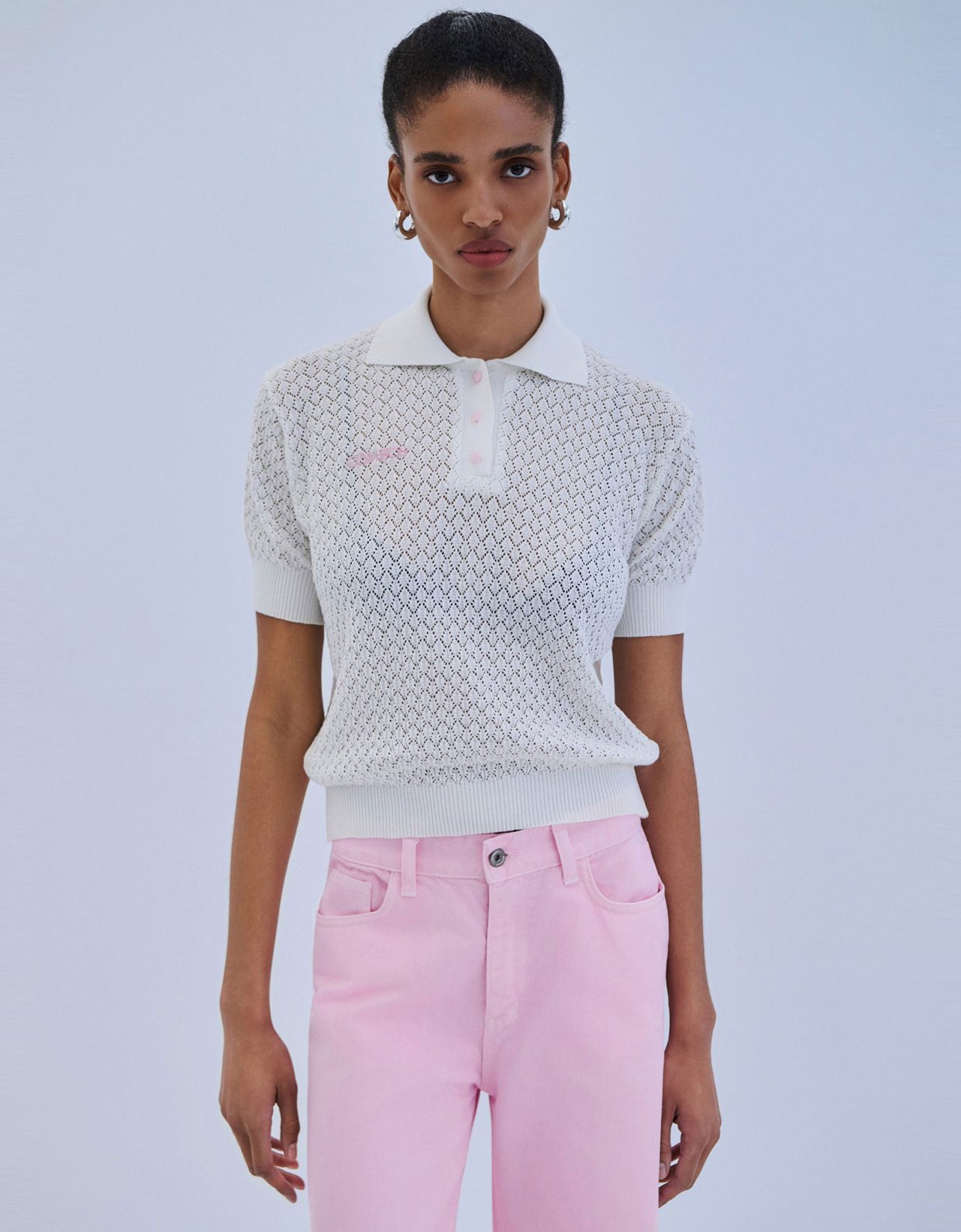 Combos Knitwear Knit blouse polo white