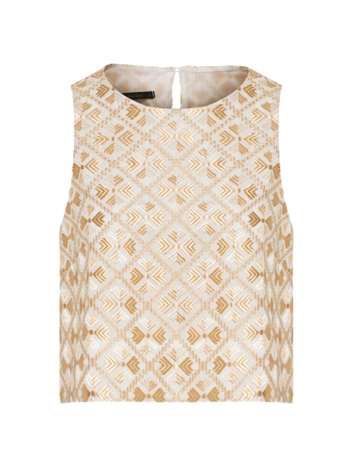 Greek Archaic Kori Flakes sleeveless top white-gold champagne