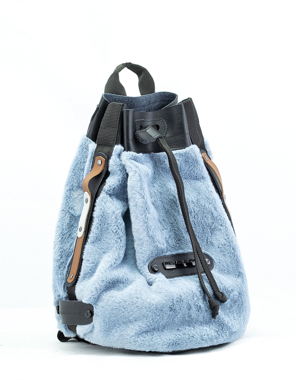 Elena Athanasiou Fluffy backpack baby blue
