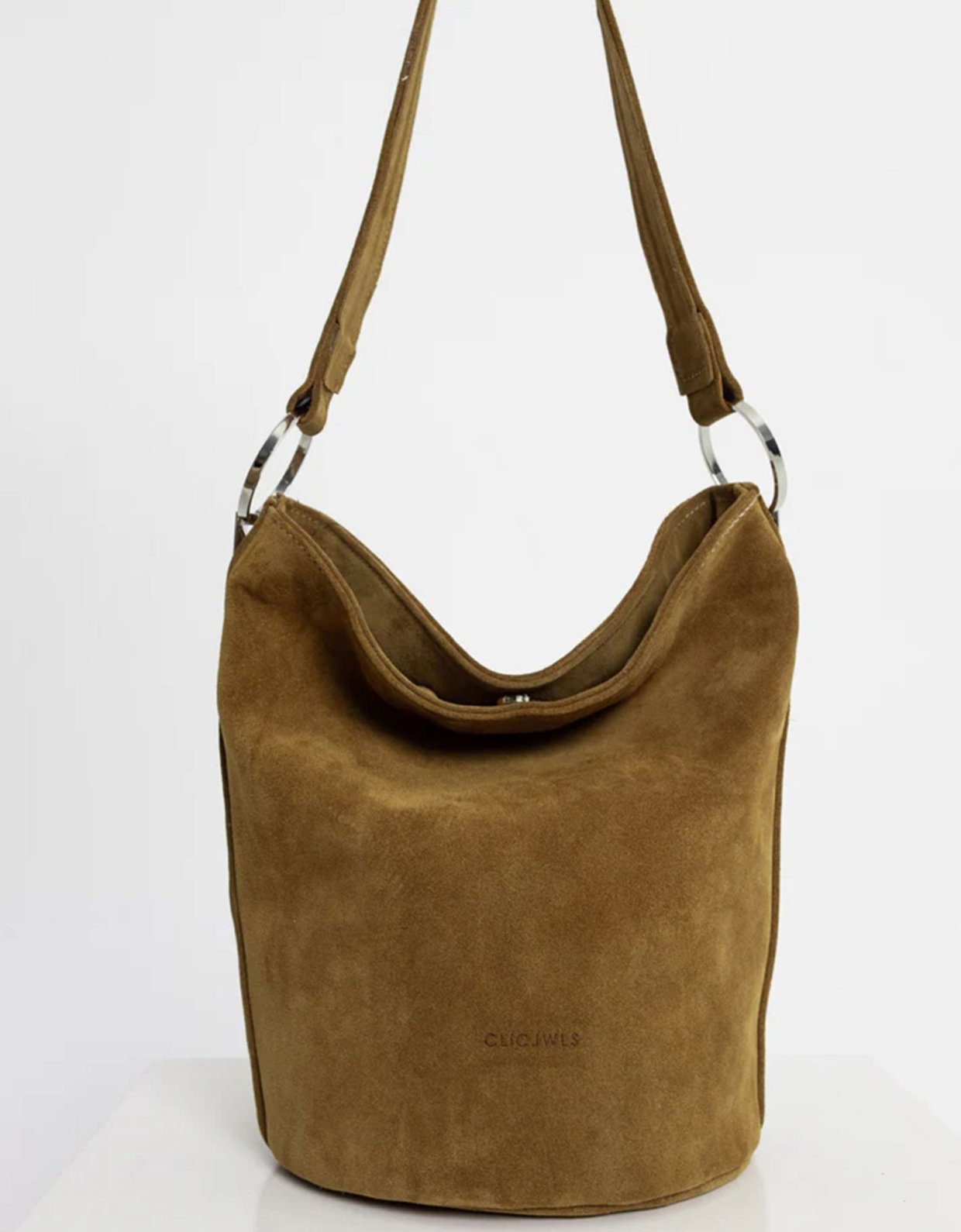 Clic Jewels Sandra round bucketbag camel suede