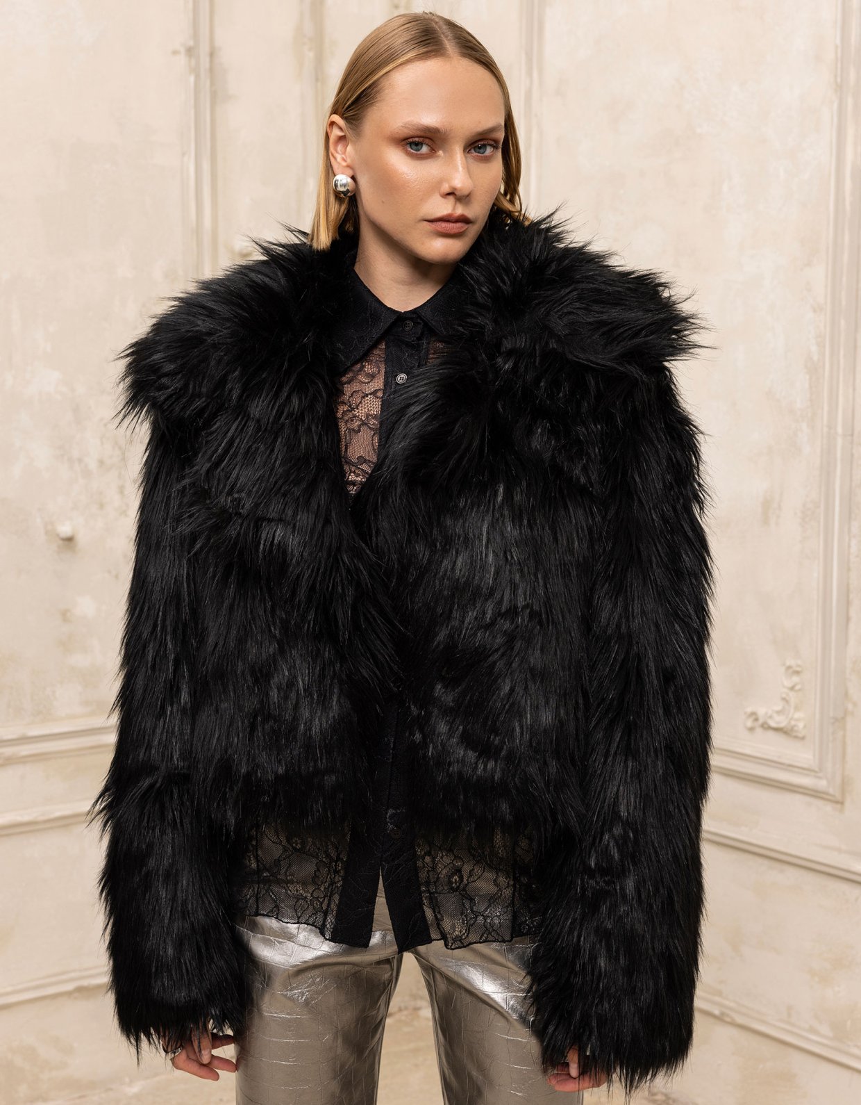 Ciel Concept Faux fur coat black