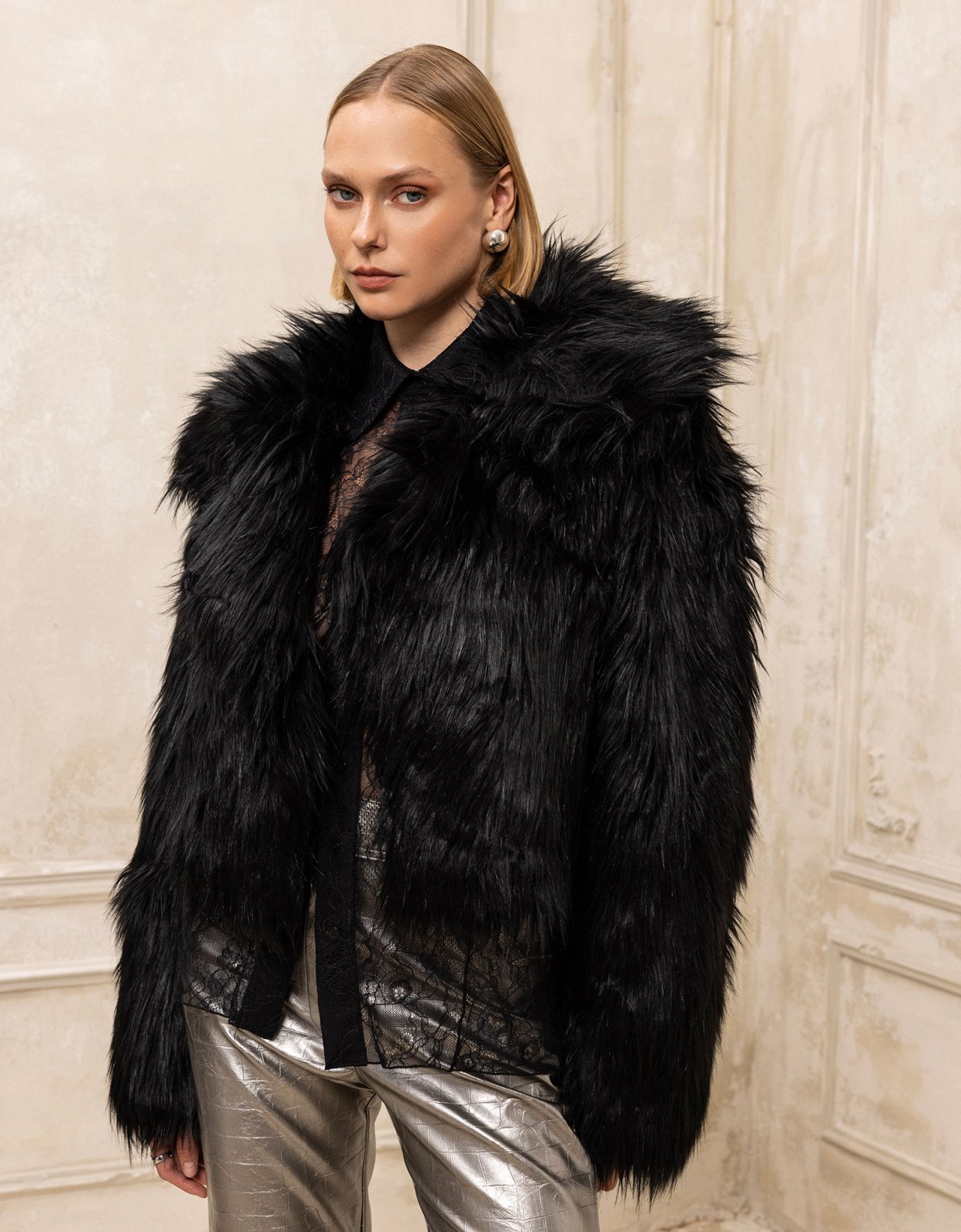 Ciel Concept Faux fur coat black