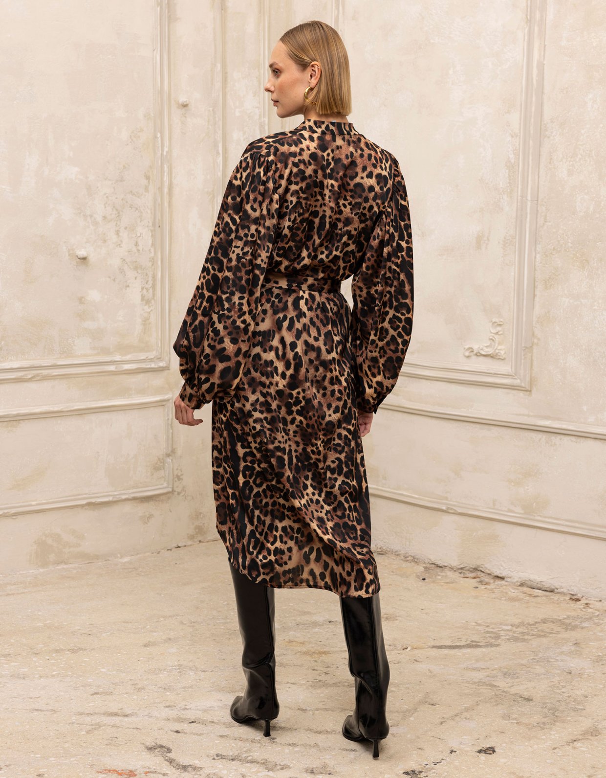 Ciel Concept Leopard midi shirt dress