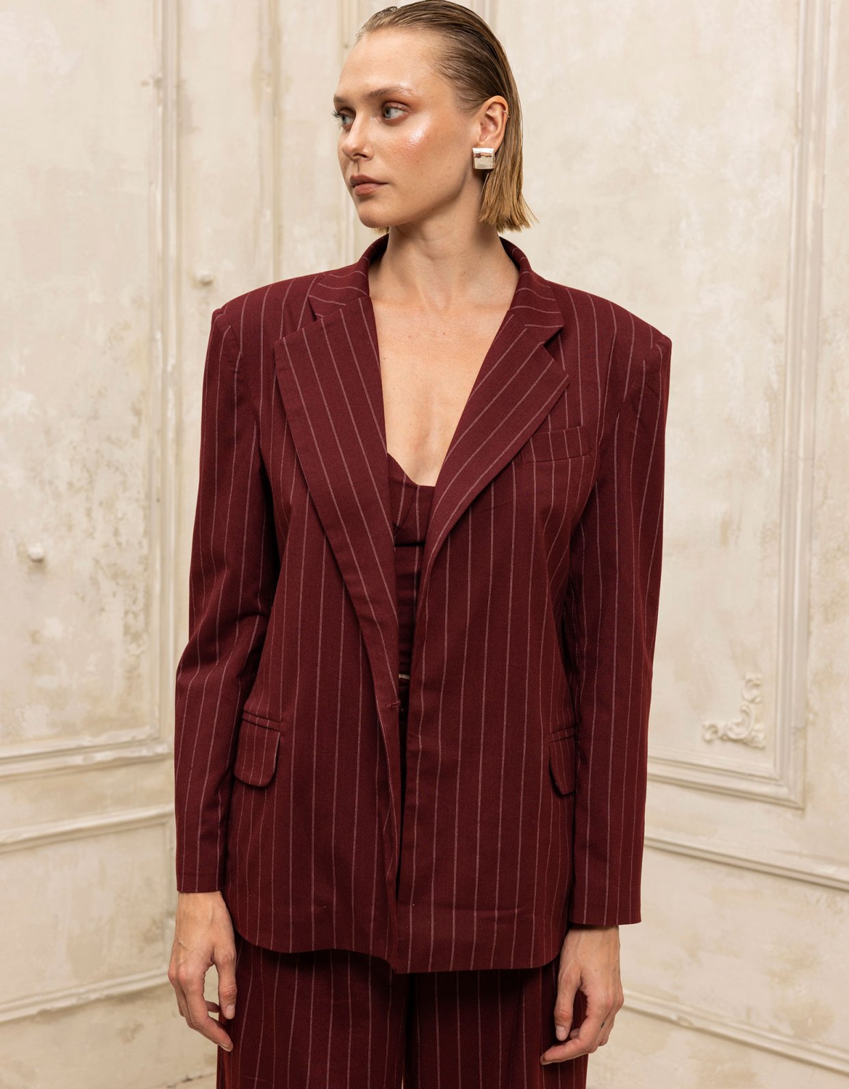 Ciel Concept Pinstripe allure blazer bordeaux