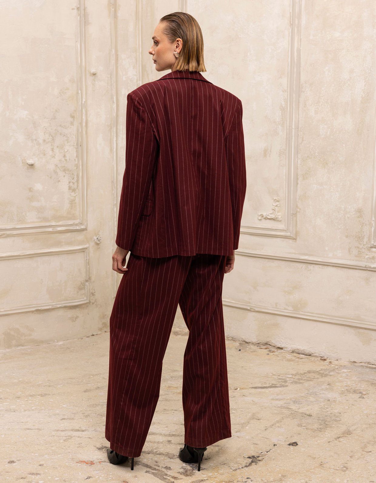 Ciel Concept Pinstripe pants bordeaux