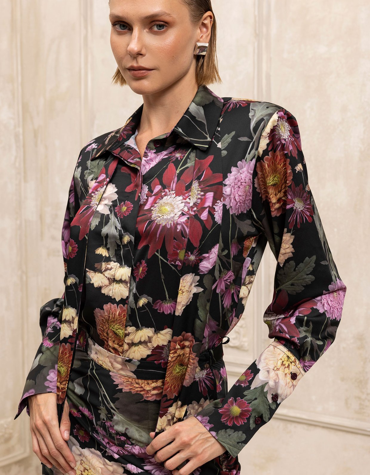 Ciel Concept Fleur realiste satin shirt