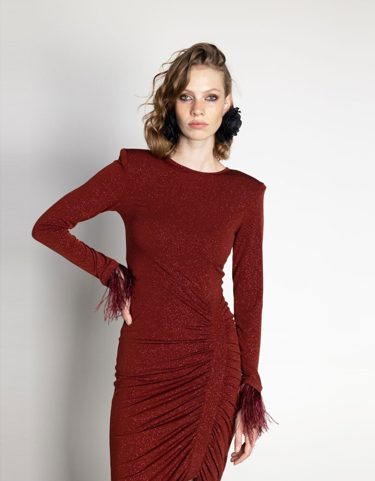 Mallory the label Eden lurex dress bordeaux