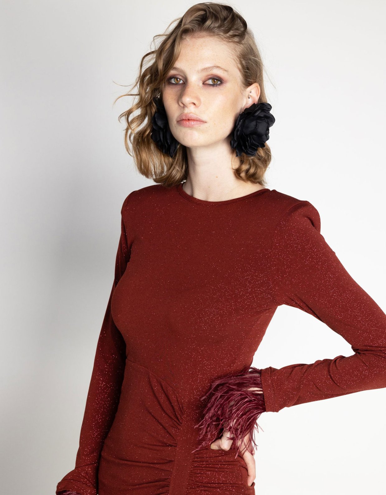 Mallory the label Eden lurex dress bordeaux