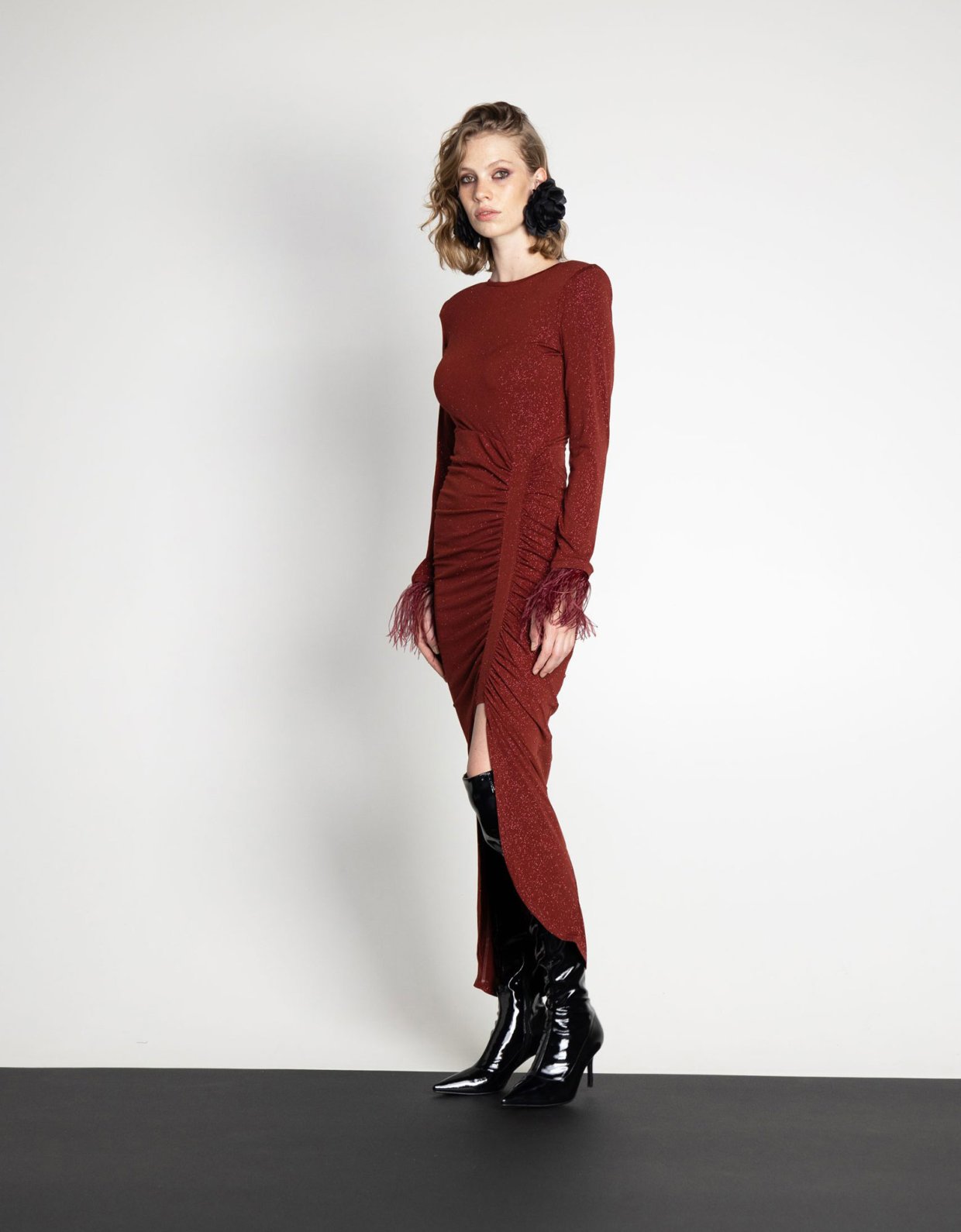 Mallory the label Eden lurex dress bordeaux