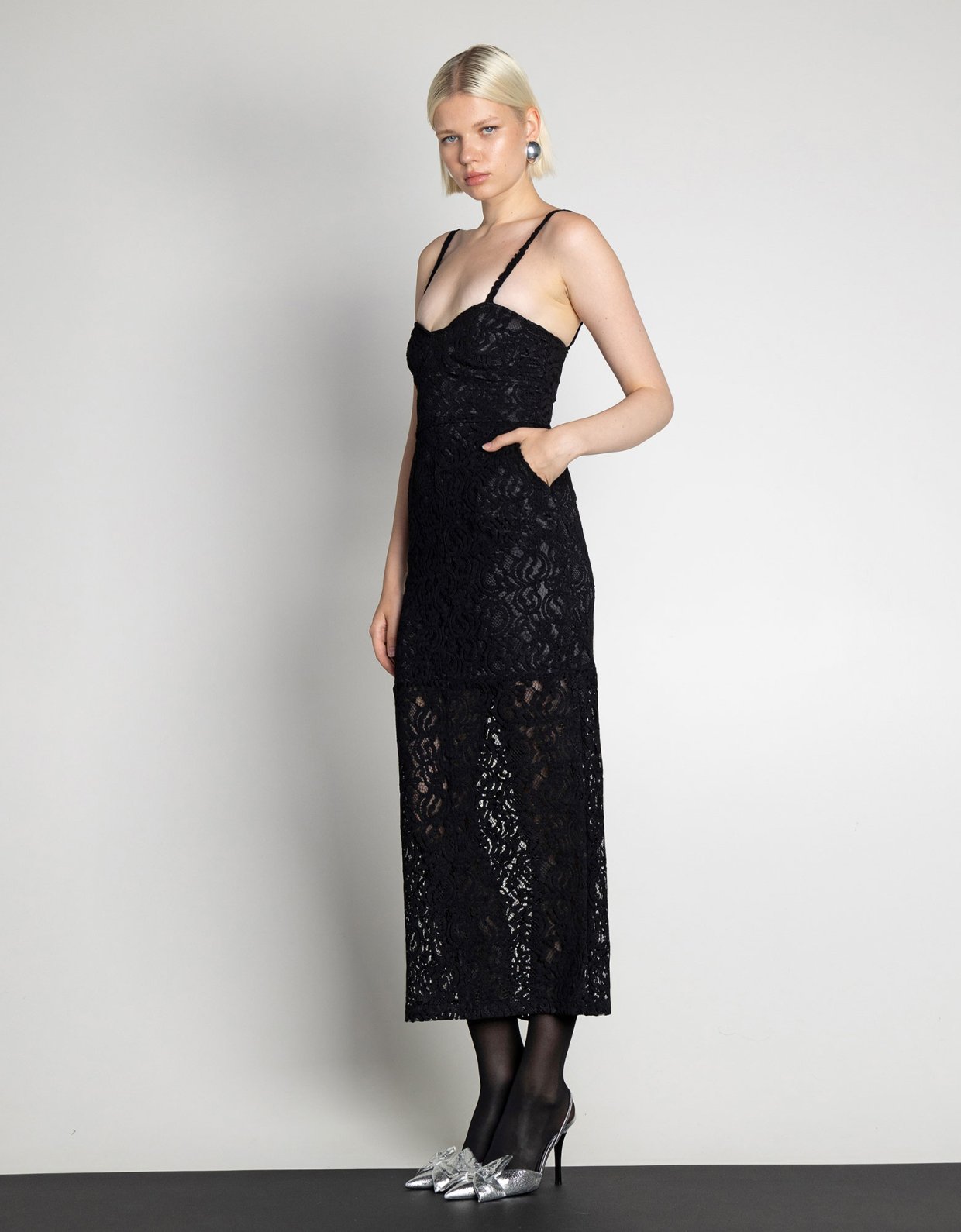 Mallory the label Rose lace dress black