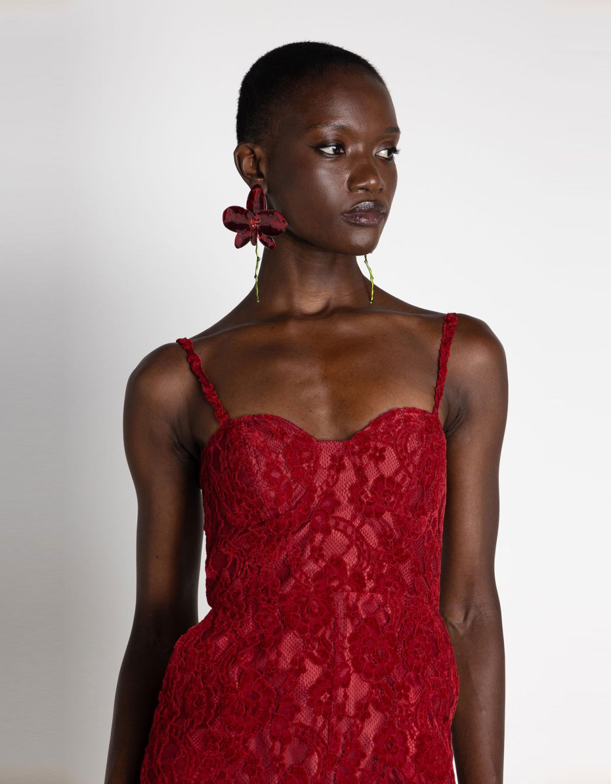 Mallory the label Rose lace dress red