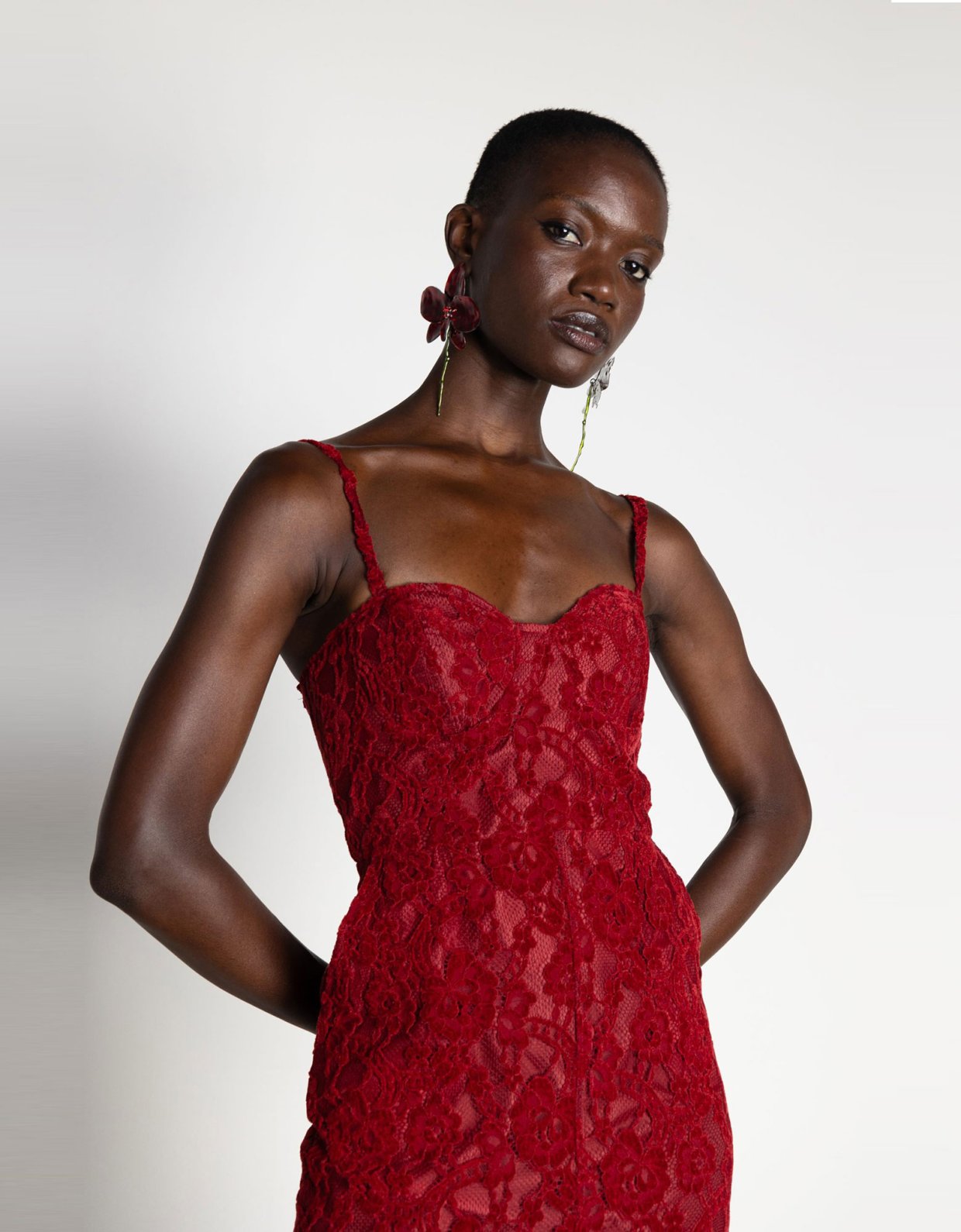 Mallory the label Rose lace dress red