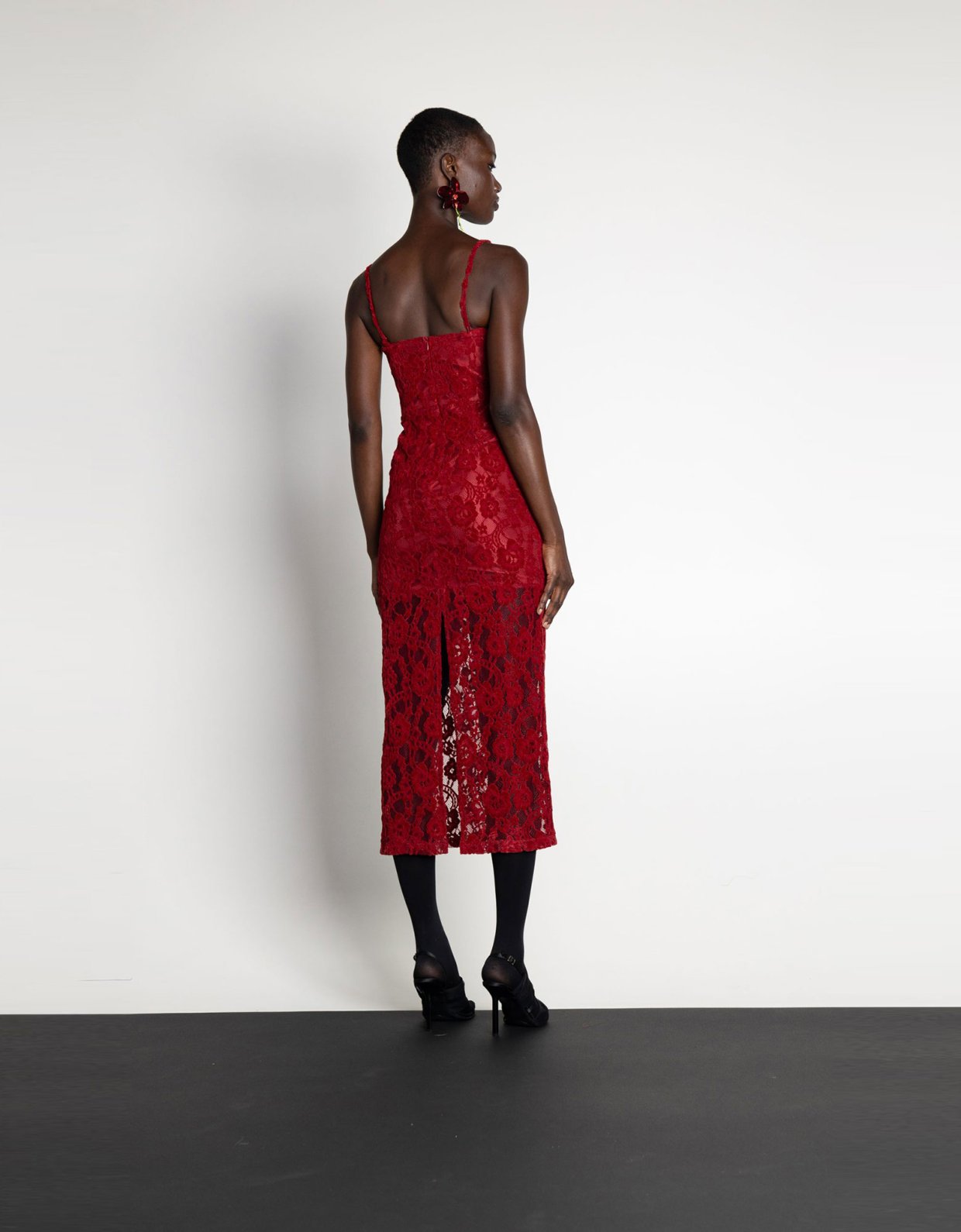 Mallory the label Rose lace dress red