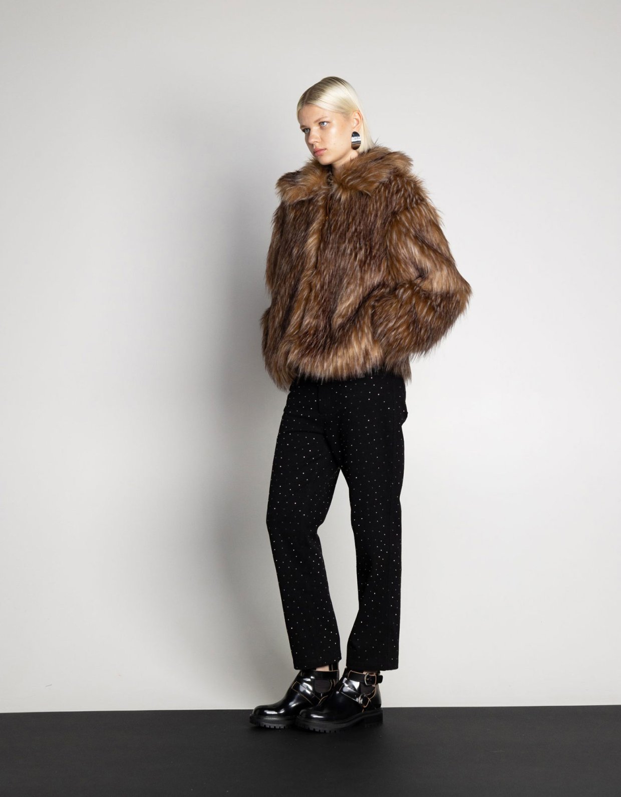 Mallory the label Leo faux fur jacket brown