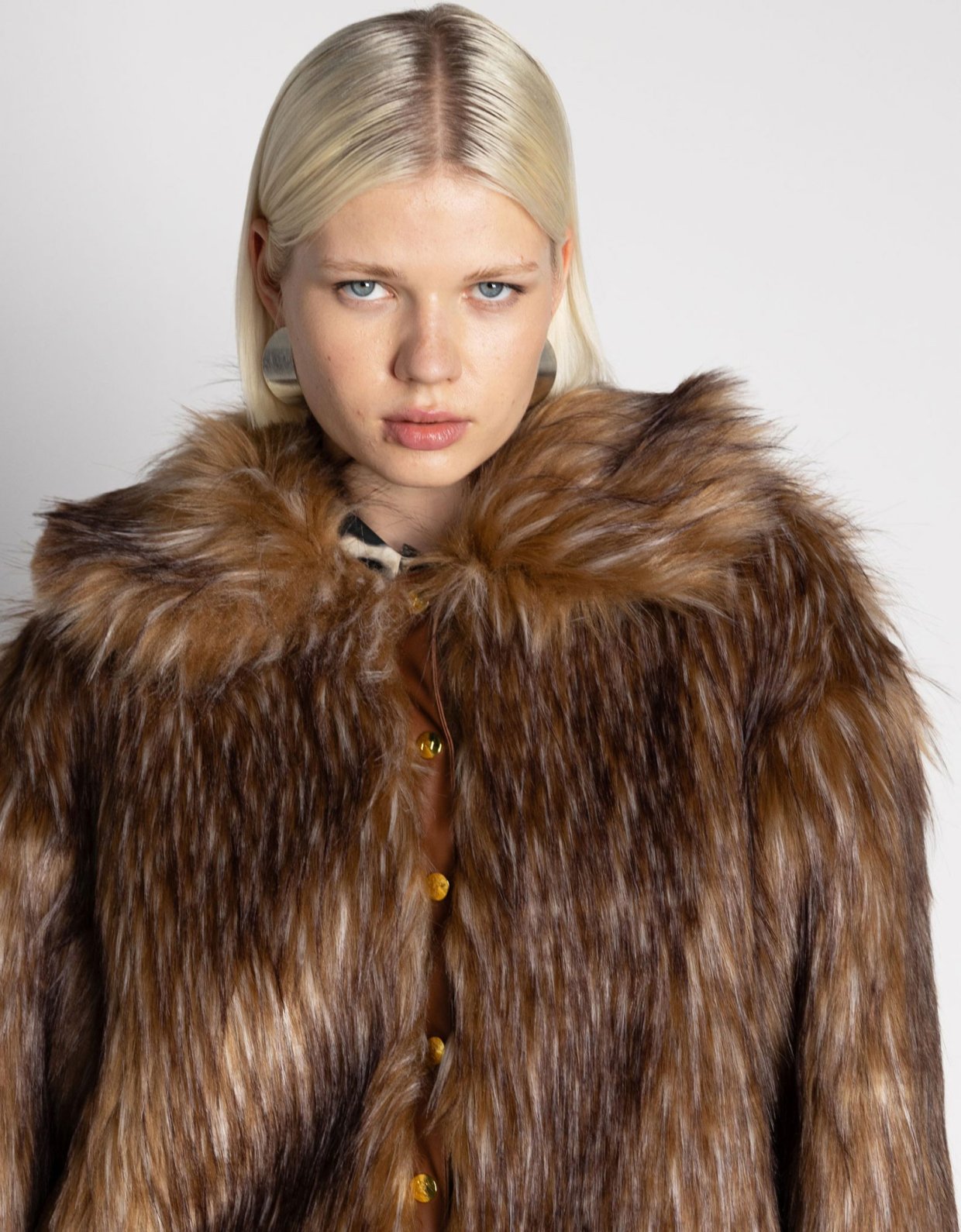 Mallory the label Leo faux fur jacket brown