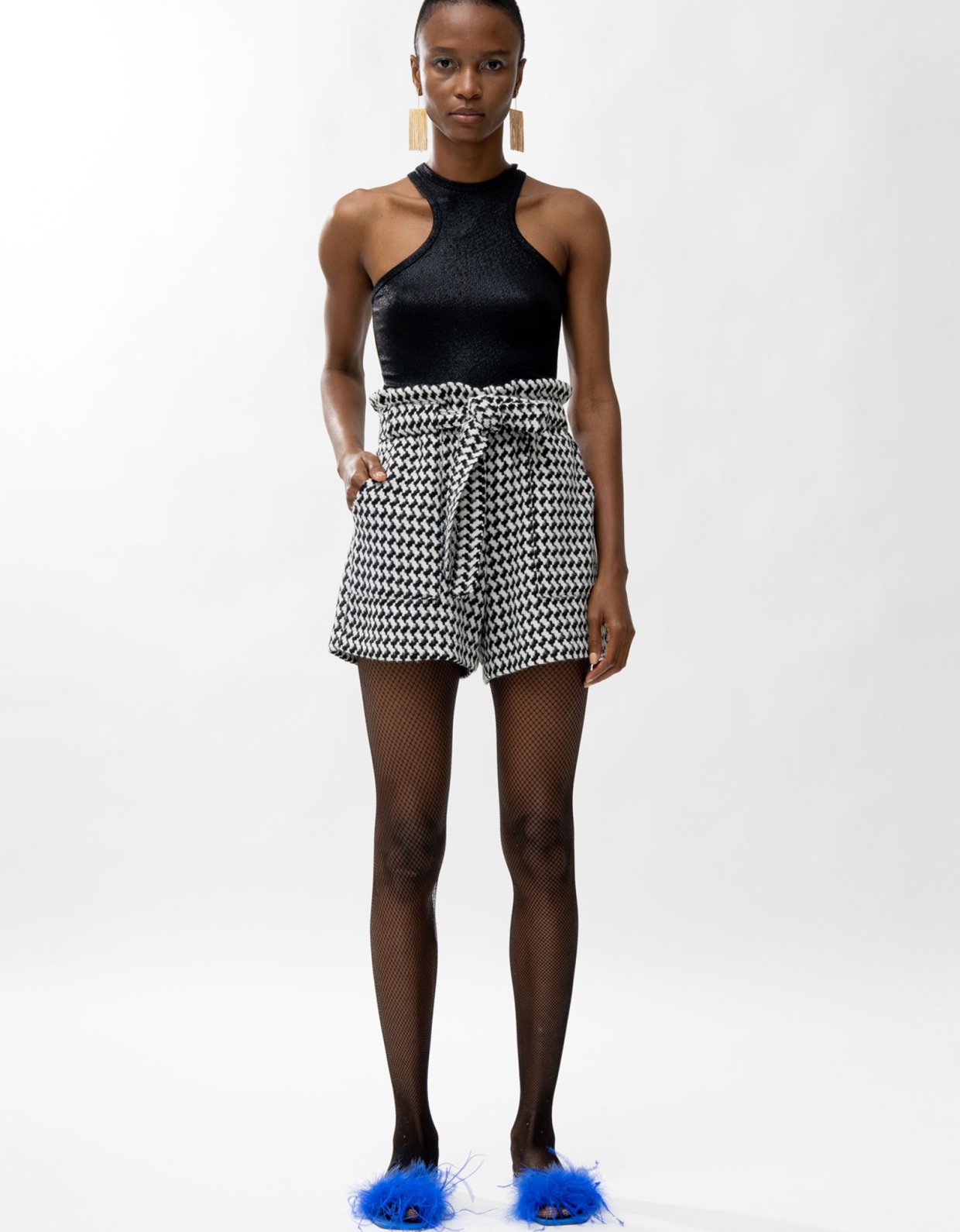 Mallory the label Keisa black and white shorts