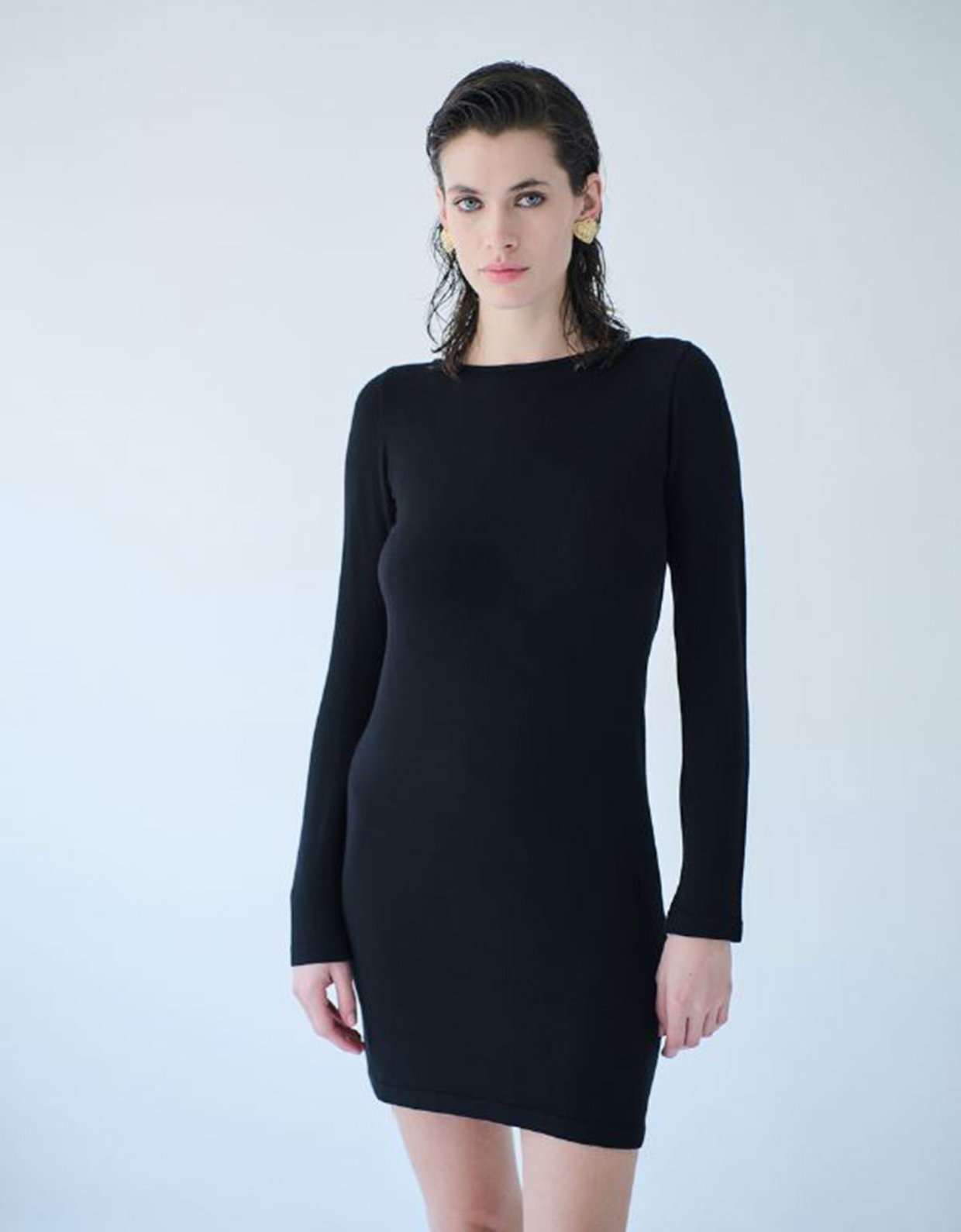 Combos Knitwear Open back mini dress black