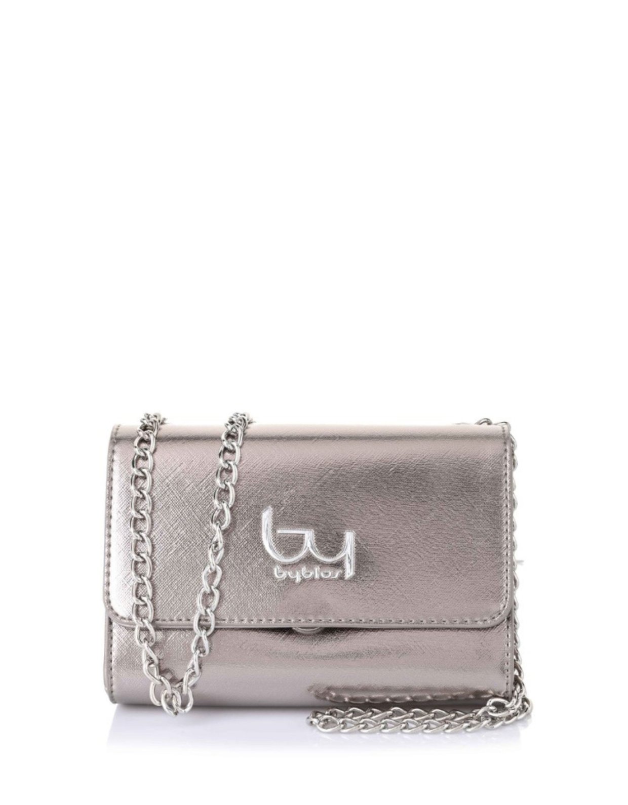 By Byblos Olivia metal flap bag gun metal