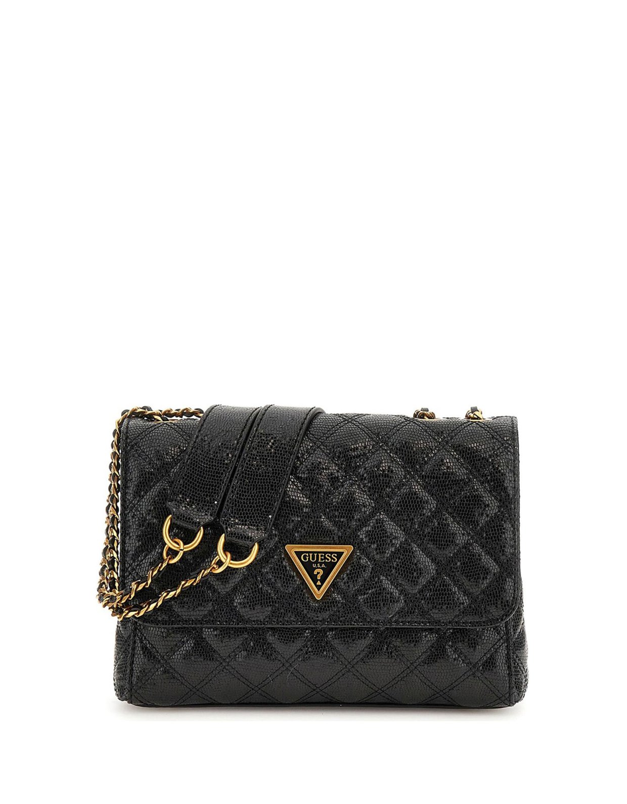 Guess Giully quilted crossbody bag black