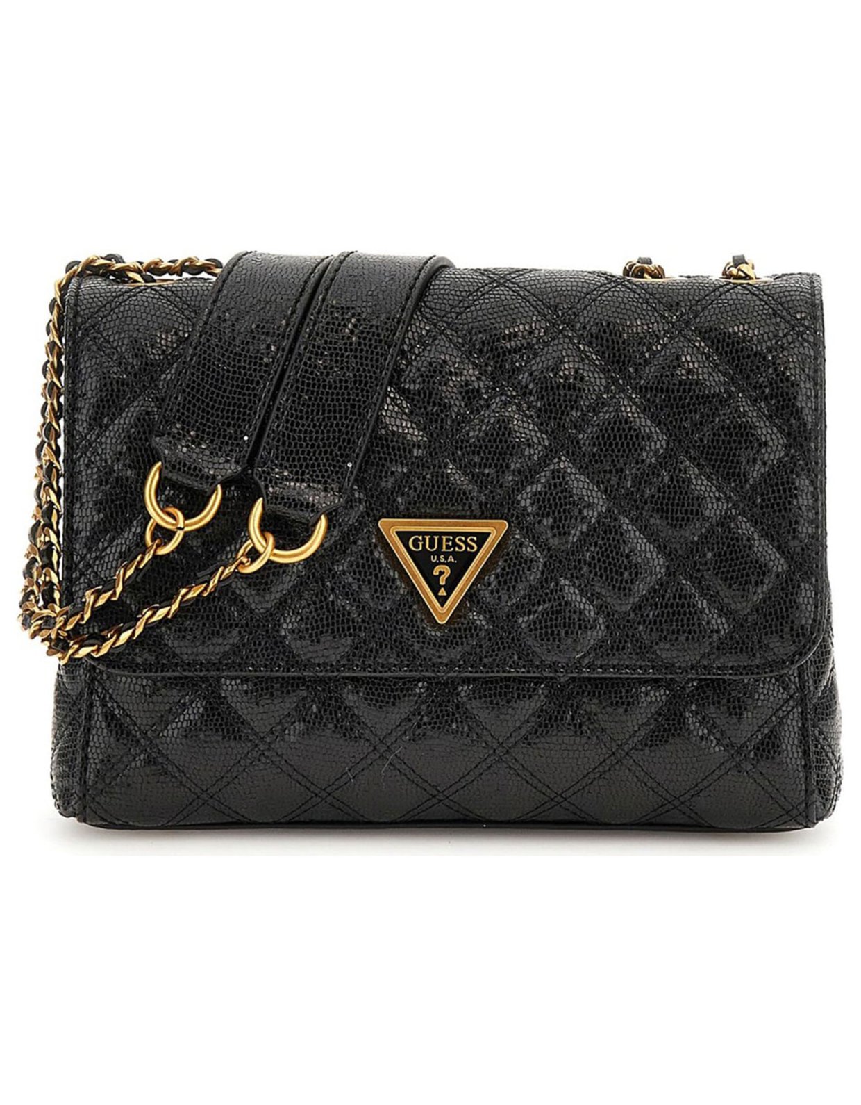 Guess Giully quilted crossbody bag black