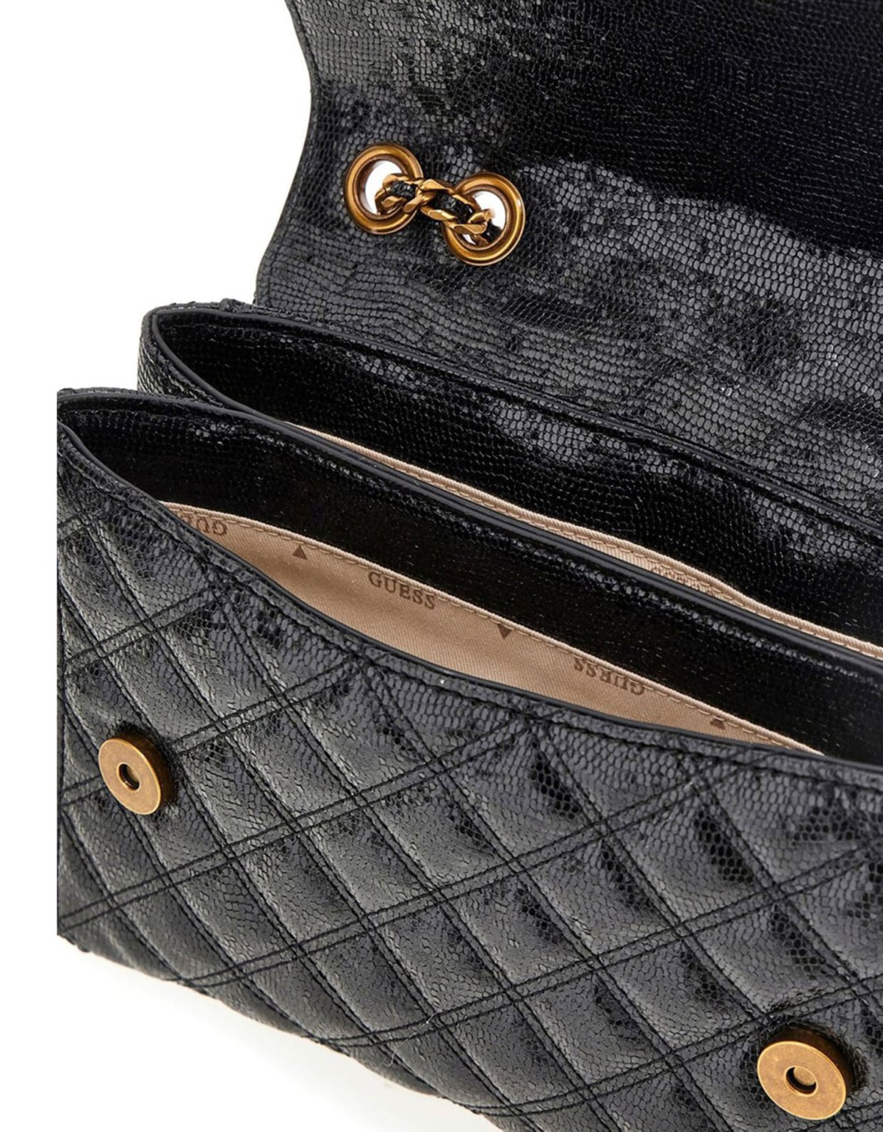 Guess Giully quilted crossbody bag black