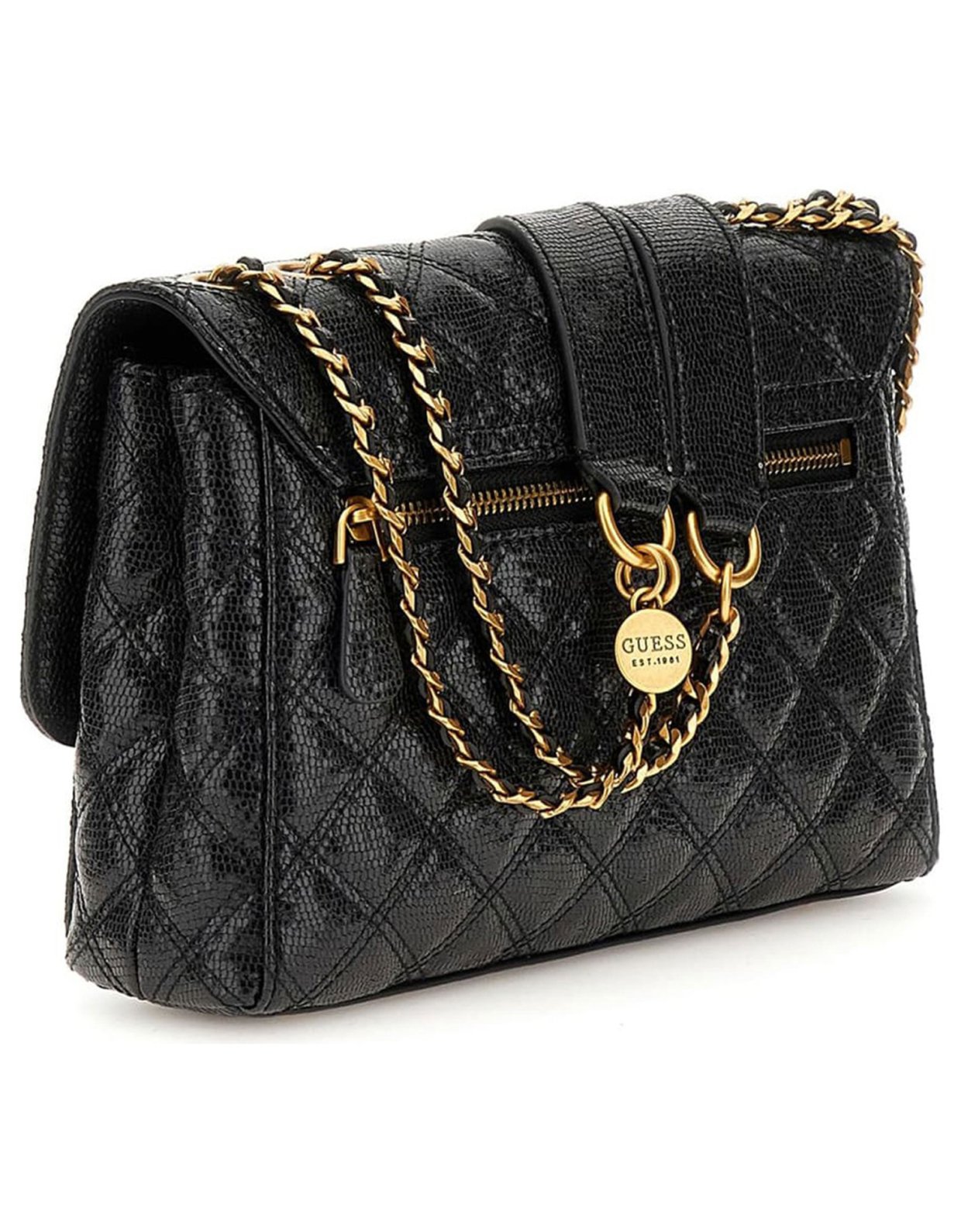 Guess Giully quilted crossbody bag black