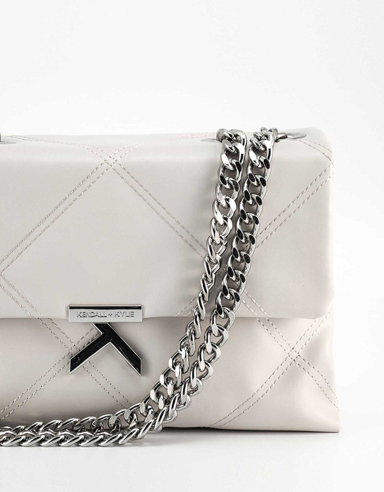 Kendall + Kylie Alexis quilted faux leather bag off white