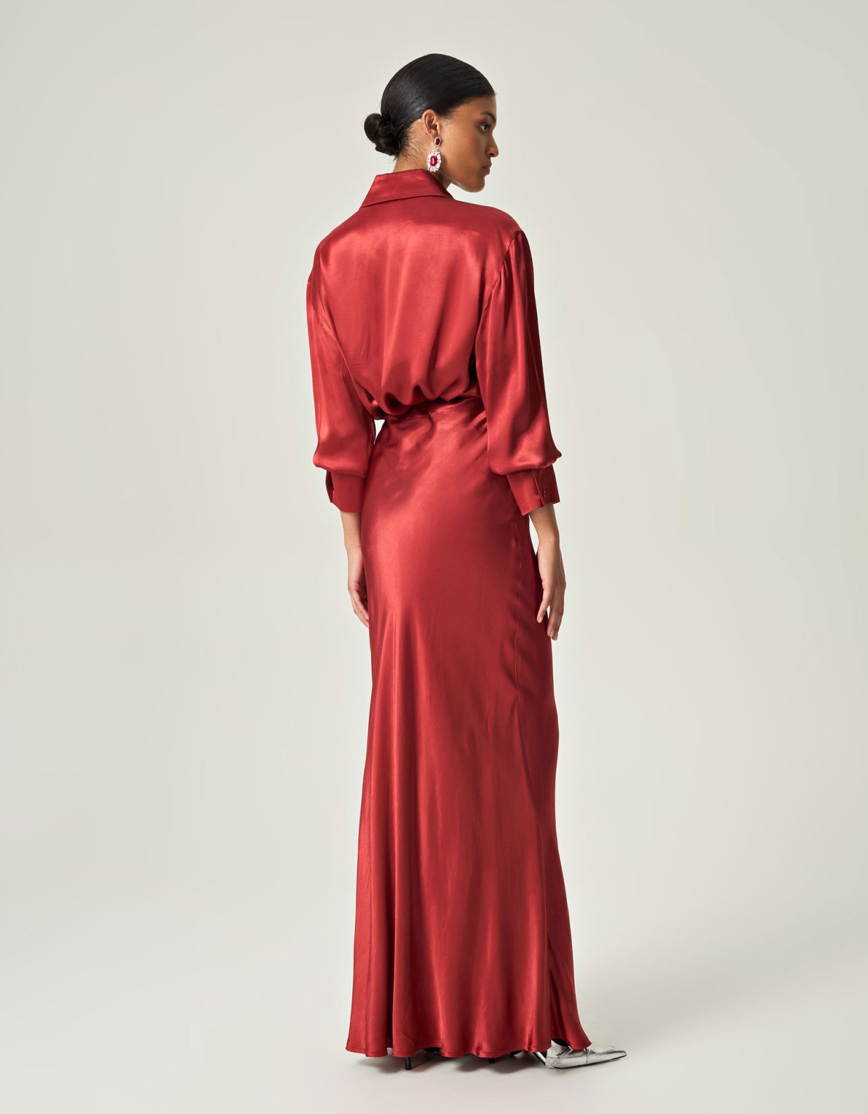 Eveleya Scarlet satin grace maxi skirt