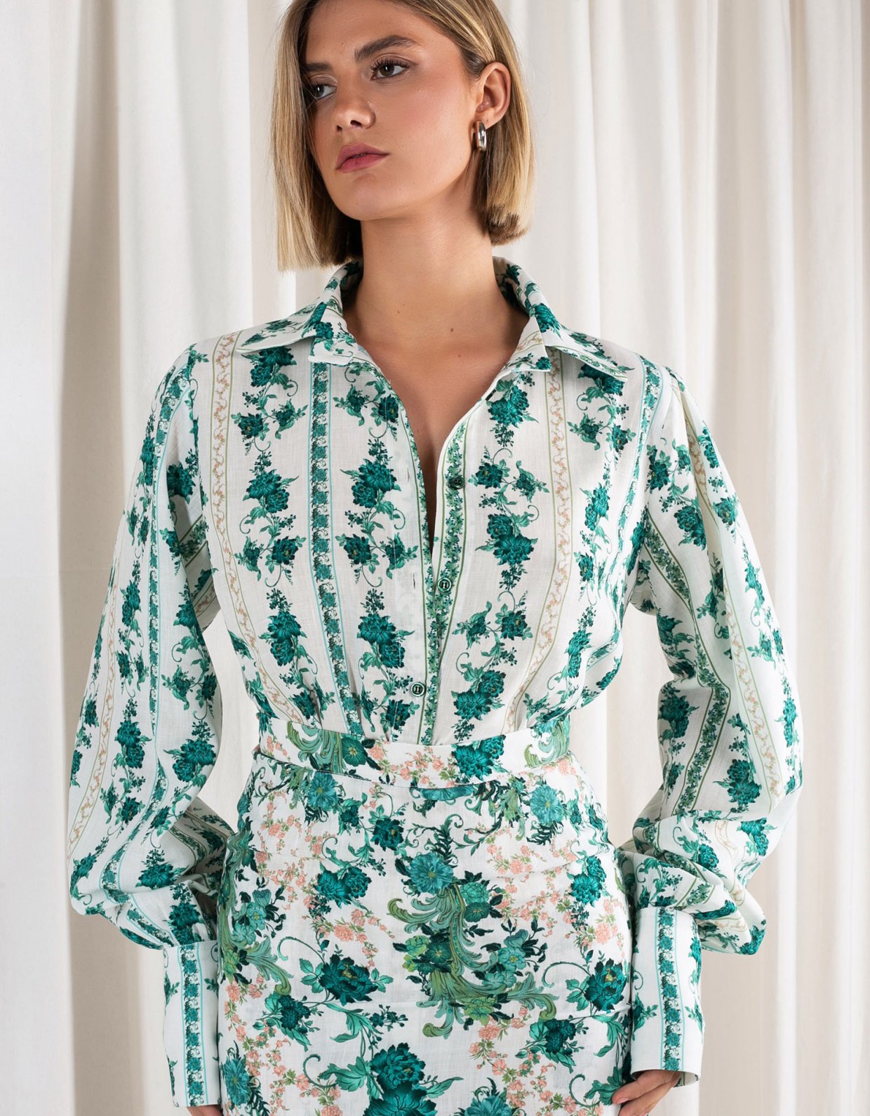 Ciel Concept Emerald linen floral shirt