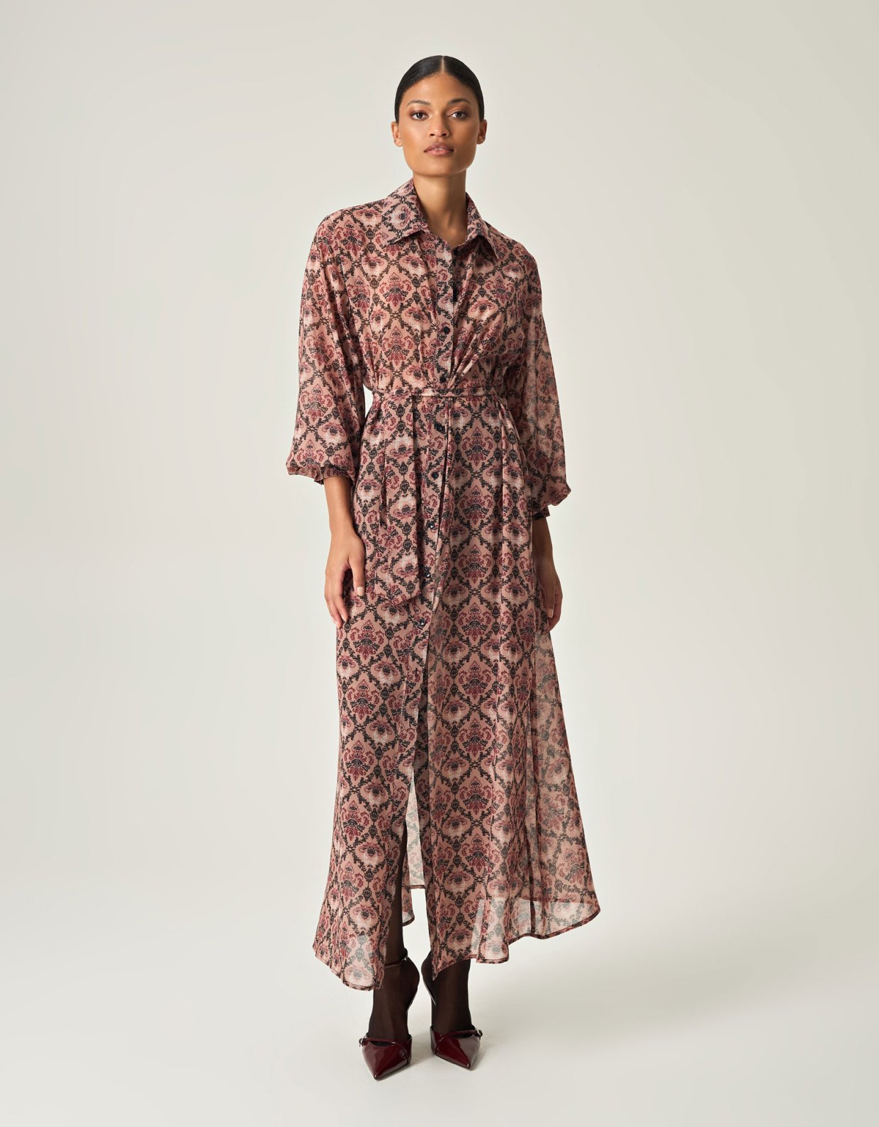 Eveleya Vintage rosewood shirt dress