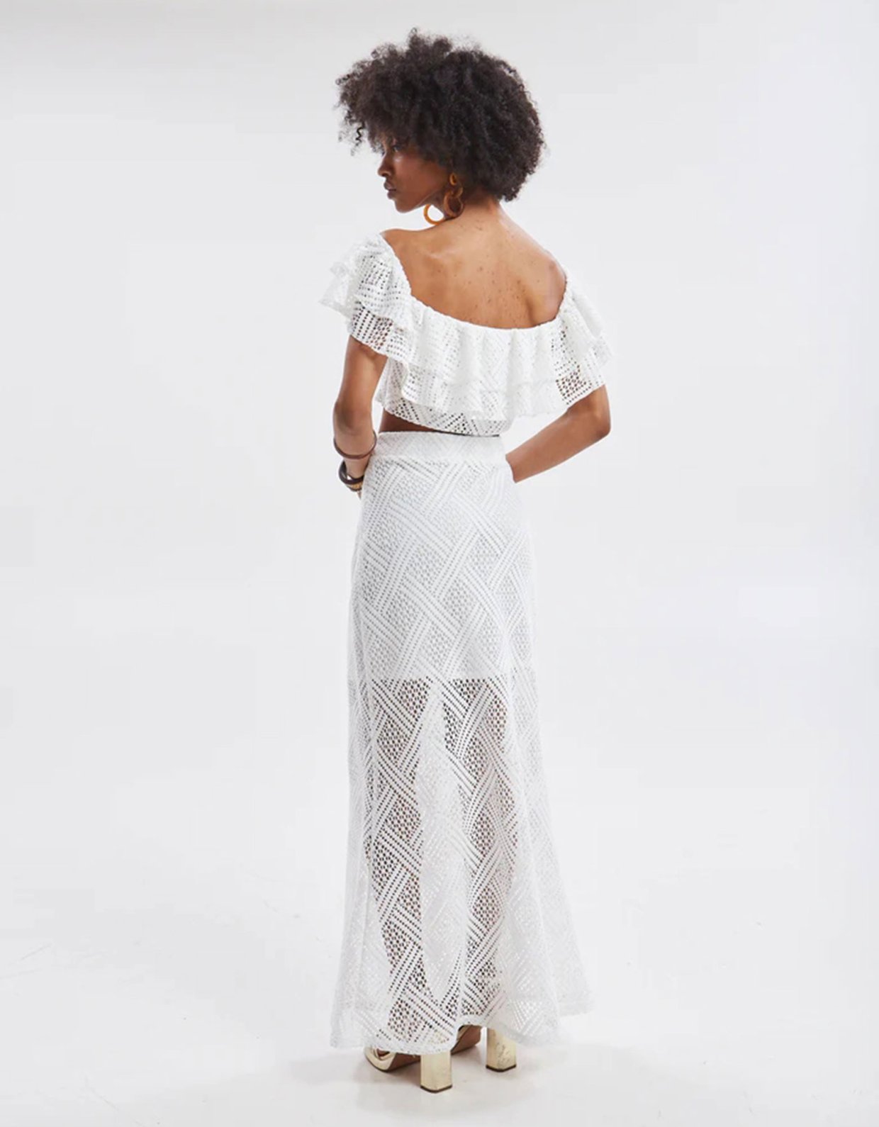 Ananke Clothing Nora knitted ruffle top white