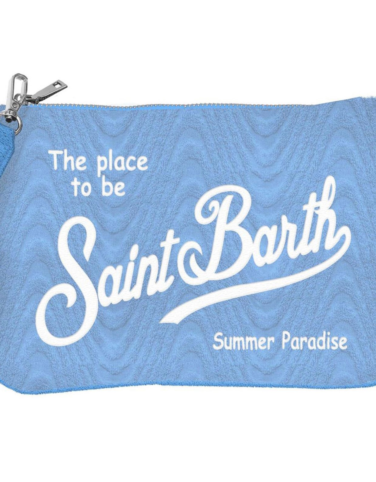 MC2 Saint Barth Parisienne sponge embossed curvy baby blue pochette