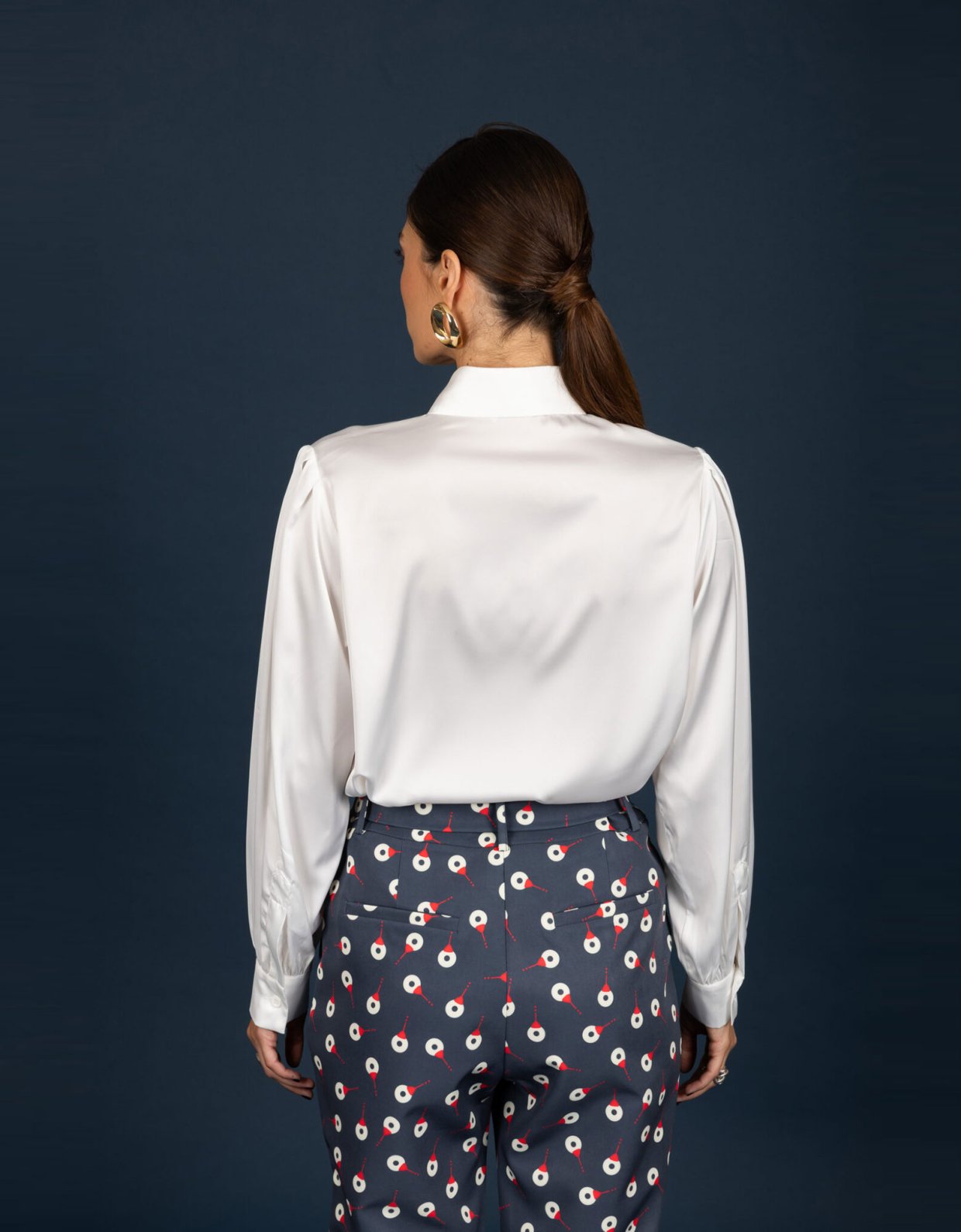Chaton Denise satin shirt ecru