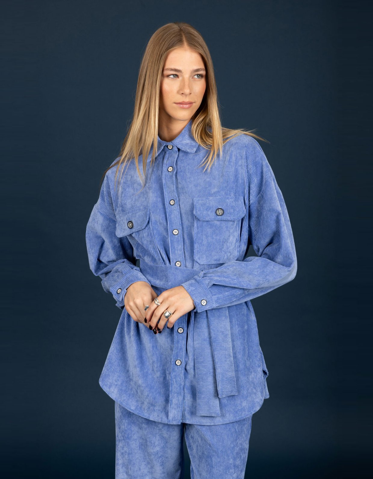 Chaton Gwen oversize shirt dark ciel