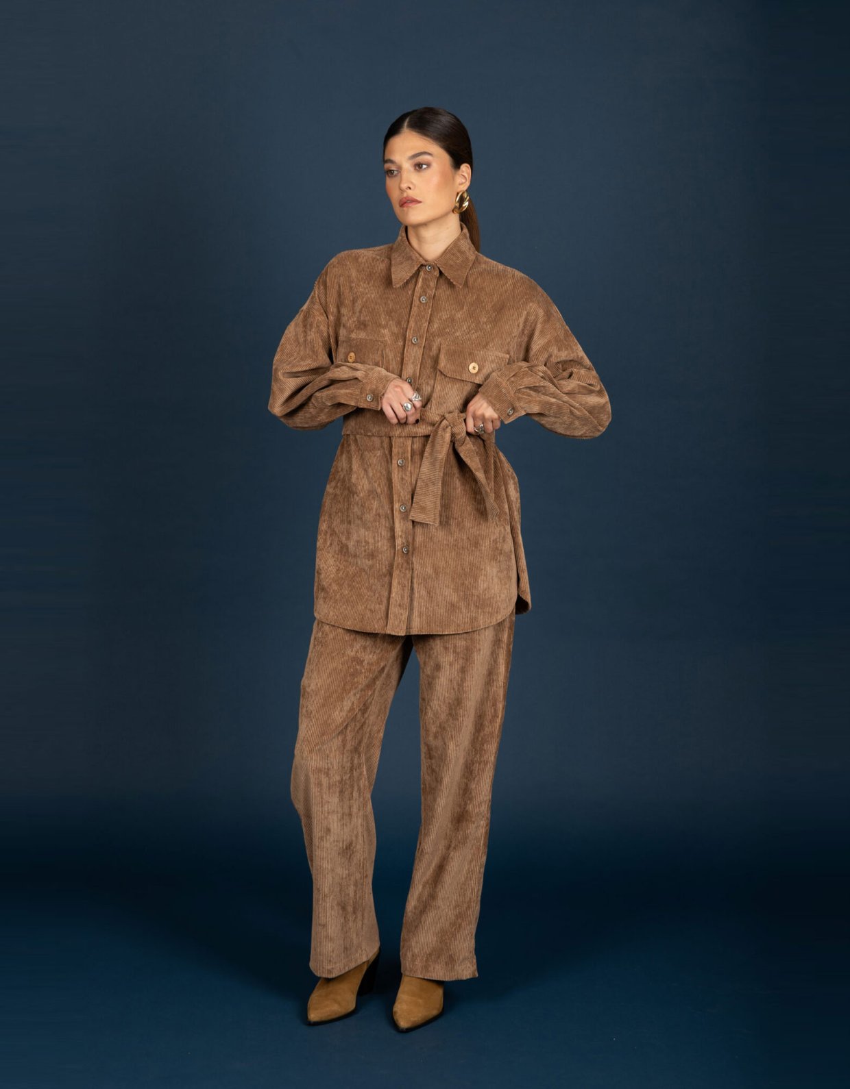 Chaton Gwen oversize shirt tabac