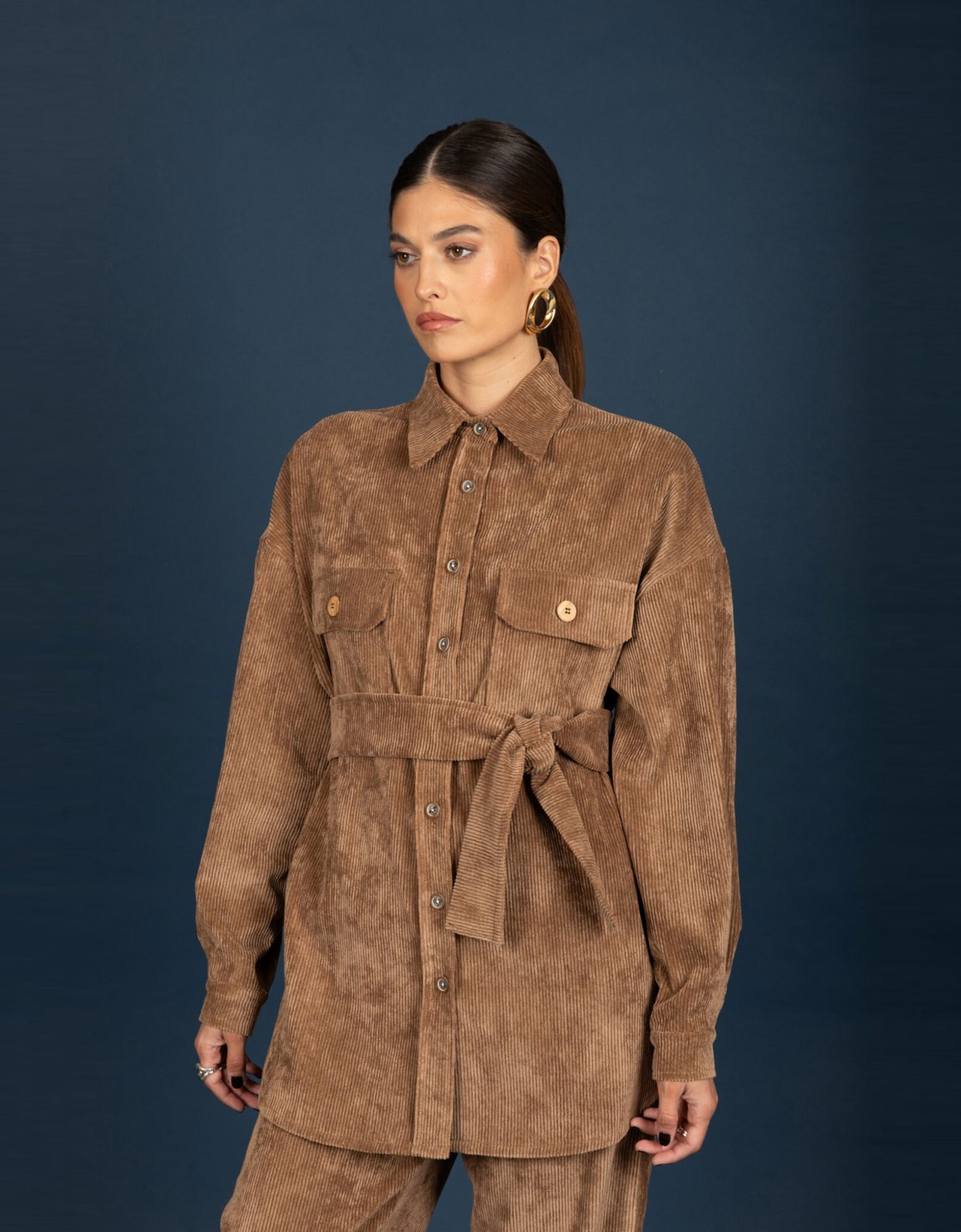 Chaton Gwen oversize shirt tabac