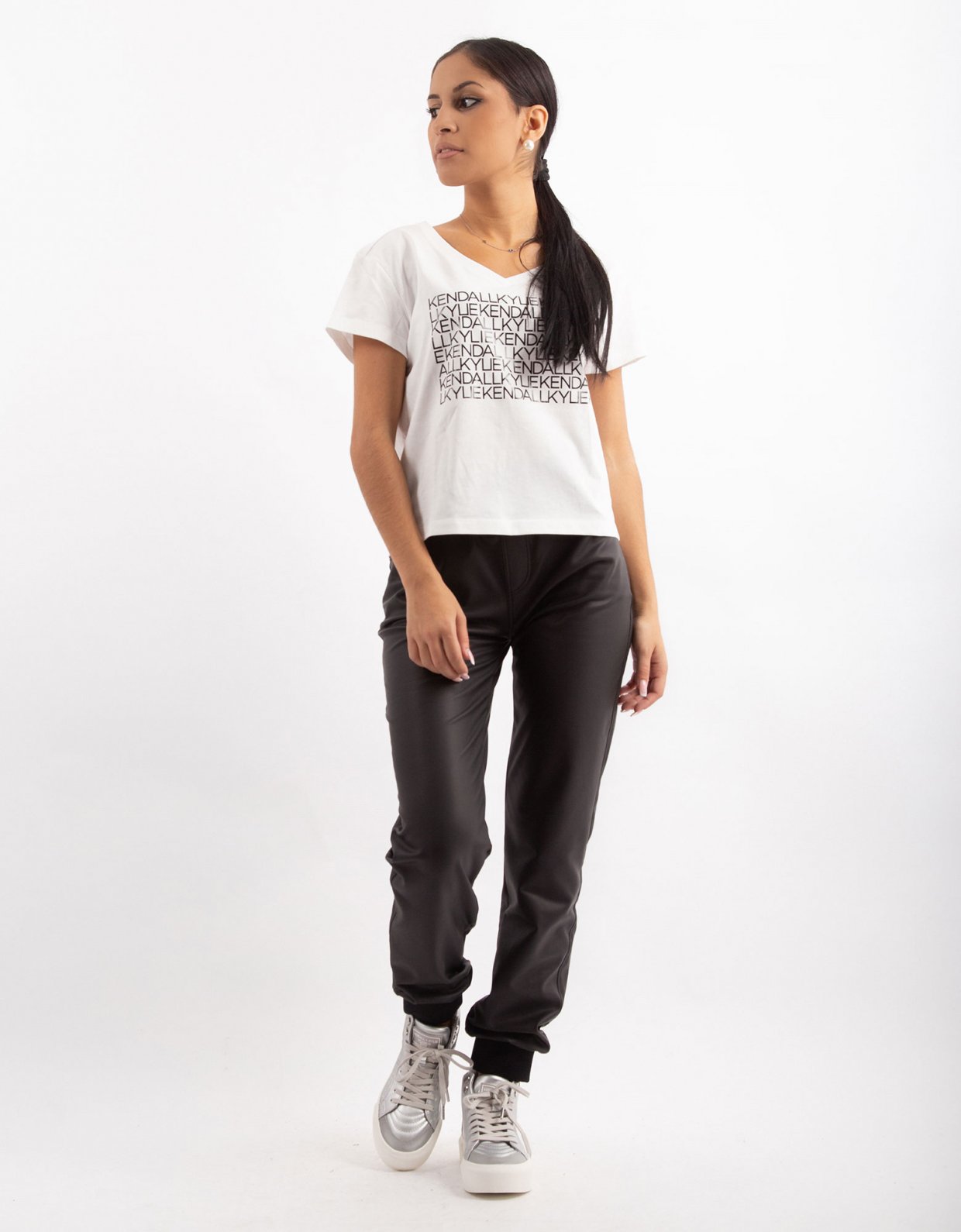 faux leather jogger pants