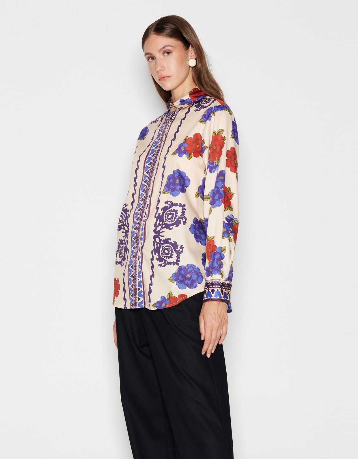 Nadia Rapti Floral fiction shirt cream