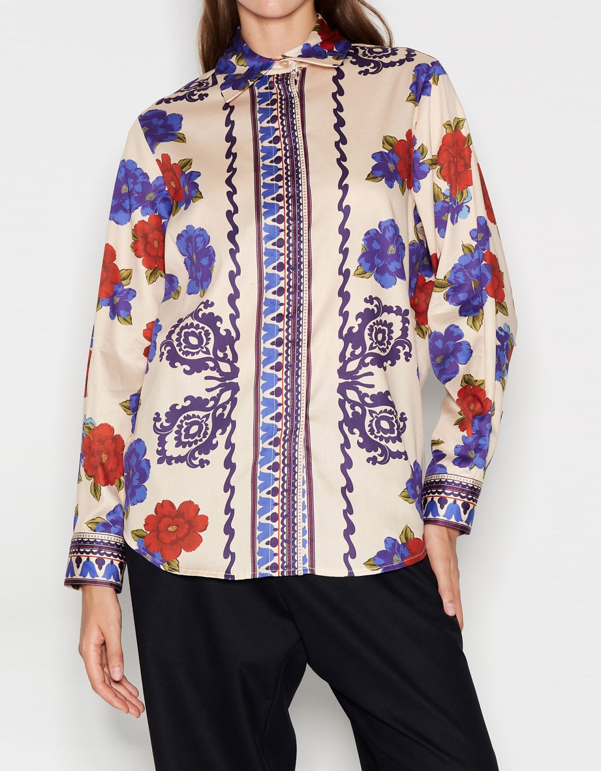 Nadia Rapti Floral fiction shirt cream