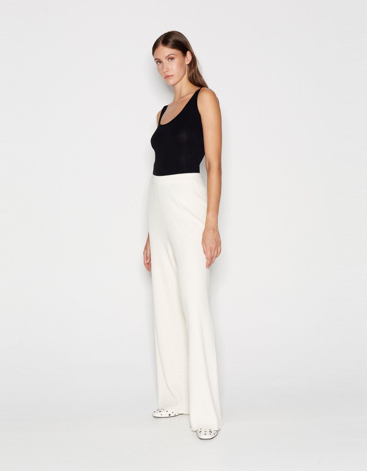 Nadia Rapti Taglines knitted trousers ecru