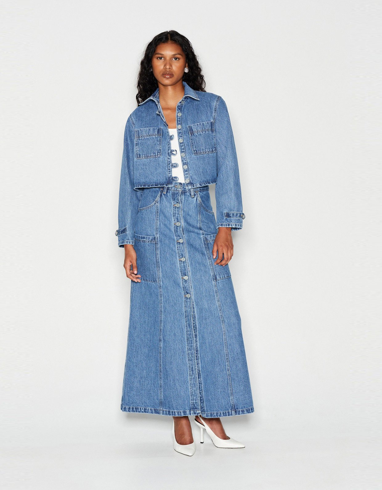 Nadia Rapti Denim crew skirt blue