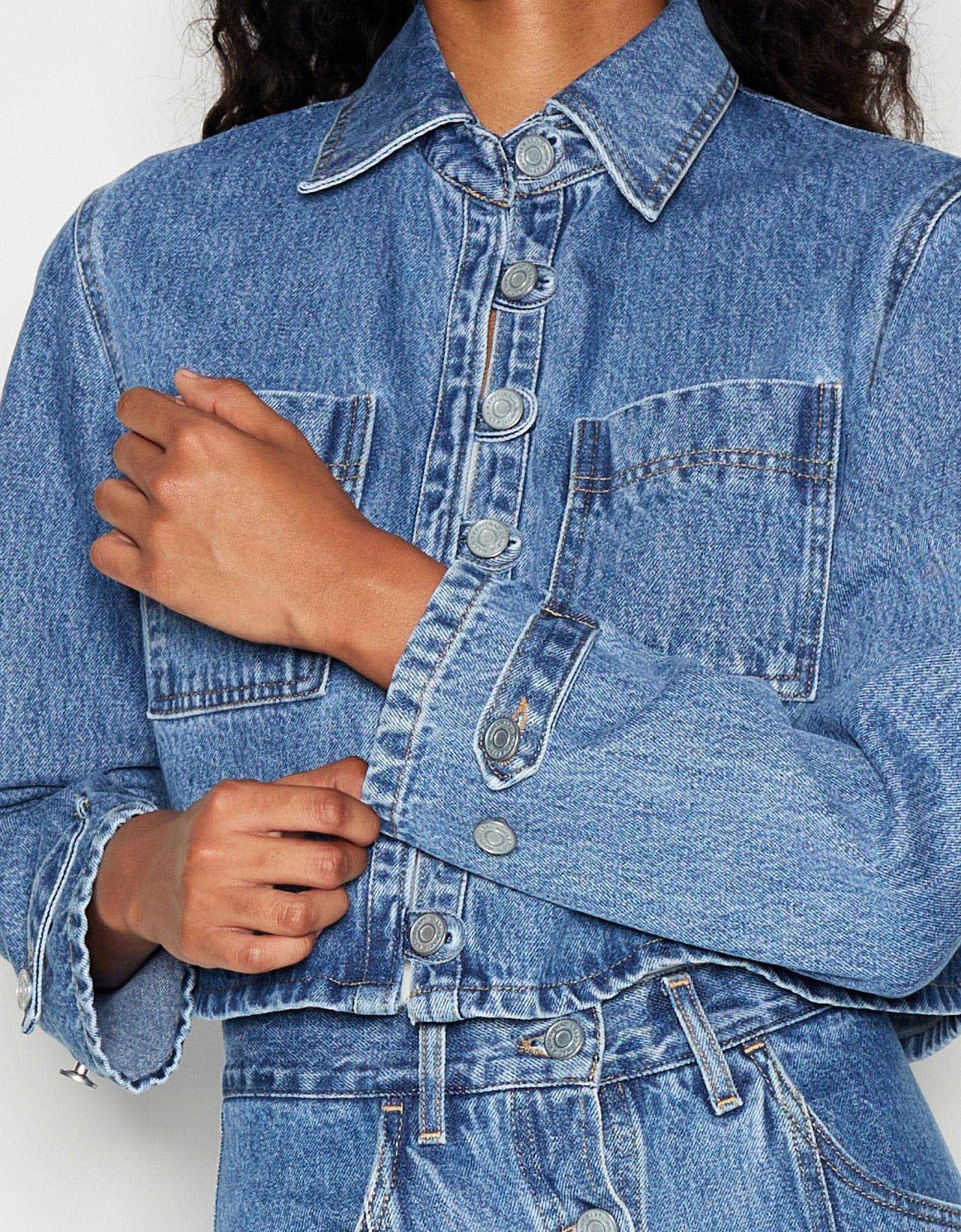 Nadia Rapti Denim crew crop jacket blue