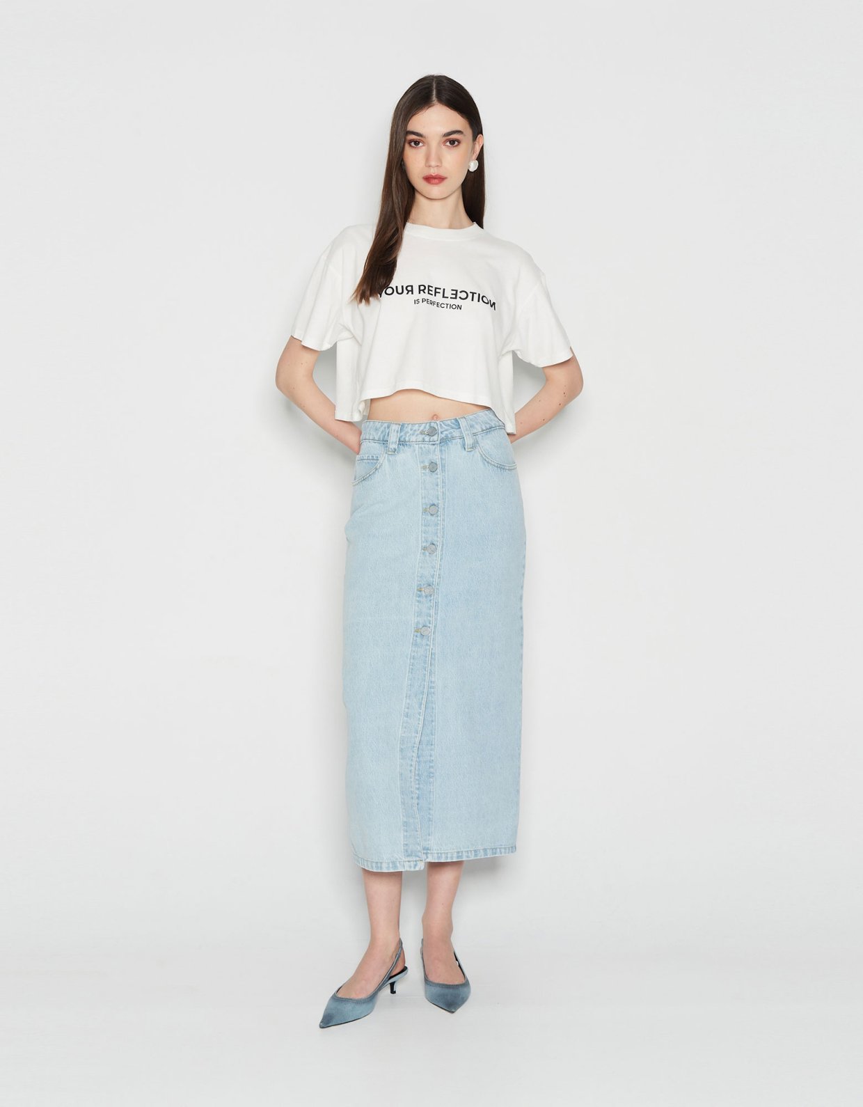 Nadia Rapti Aquamarine denim skirt light blue