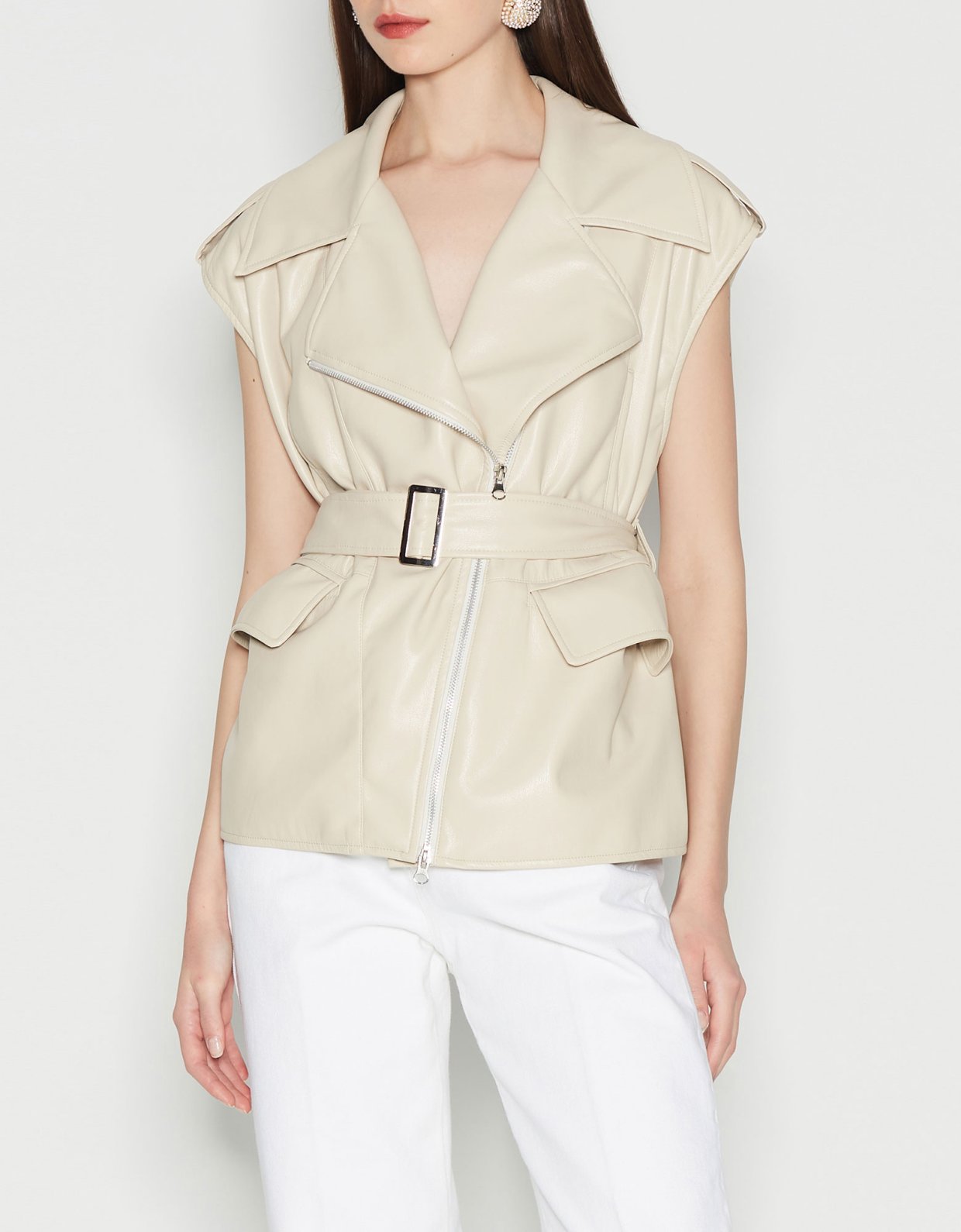 Nadia Rapti Soft escape eco leather vest beige