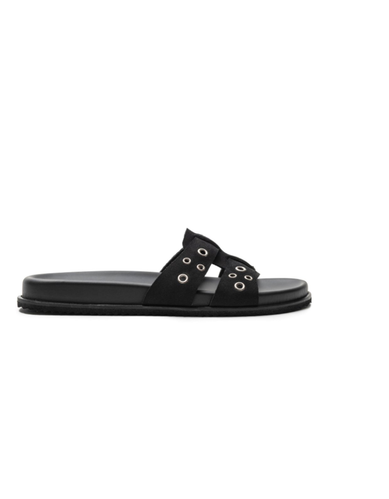 Ateneo Black suede studded sandals 61306
