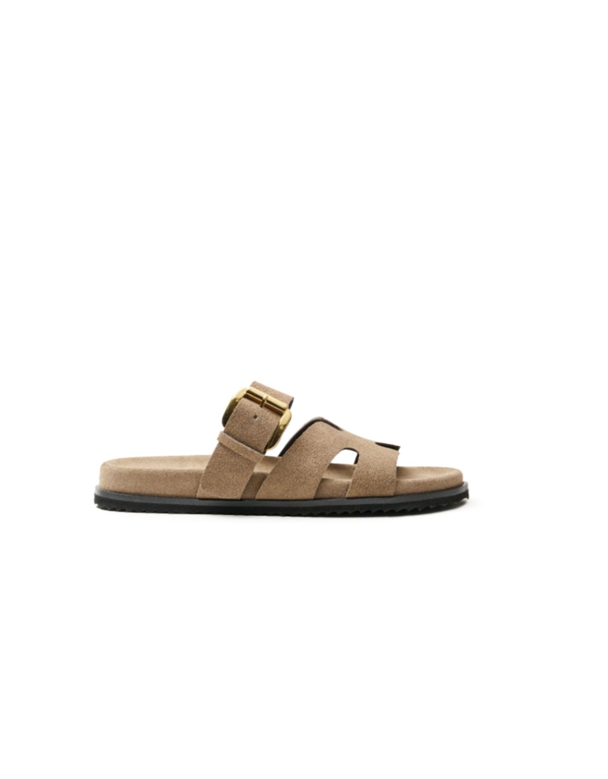 Ateneo Beige cross suede sandals 61312