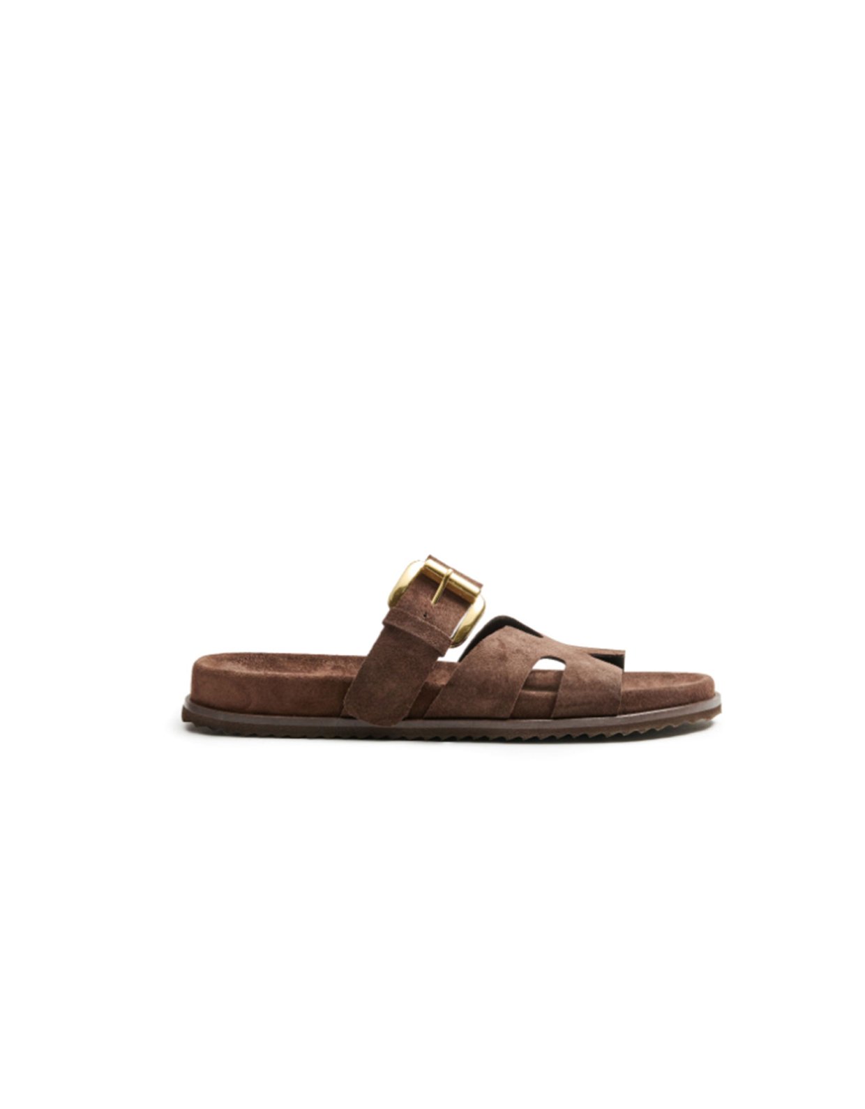 Ateneo Dark brown cross suede sandals 61312