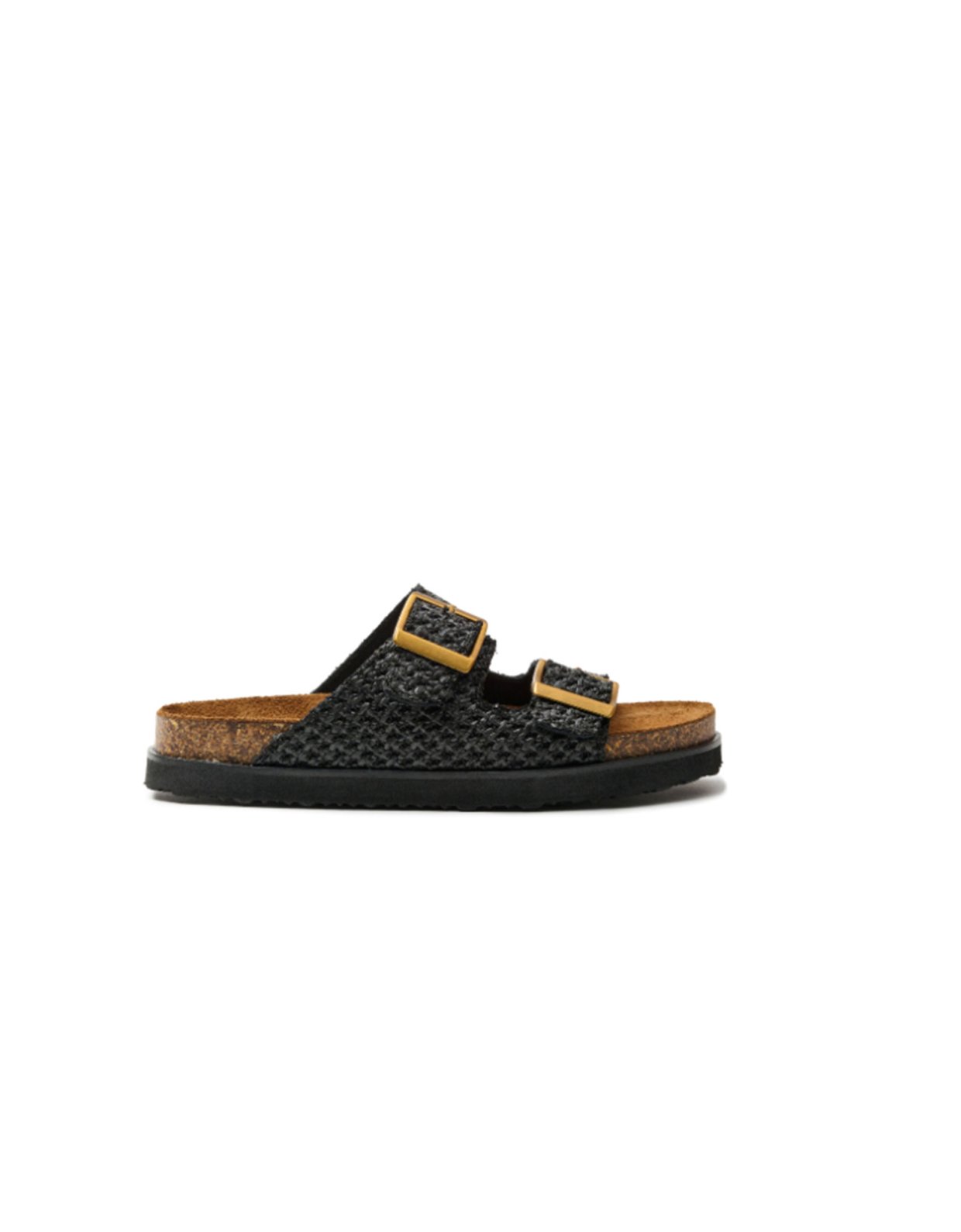 Ateneo Black straw sandals 62107