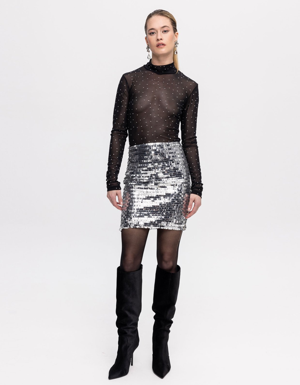 Ciel Concept Silver disco mini skirt